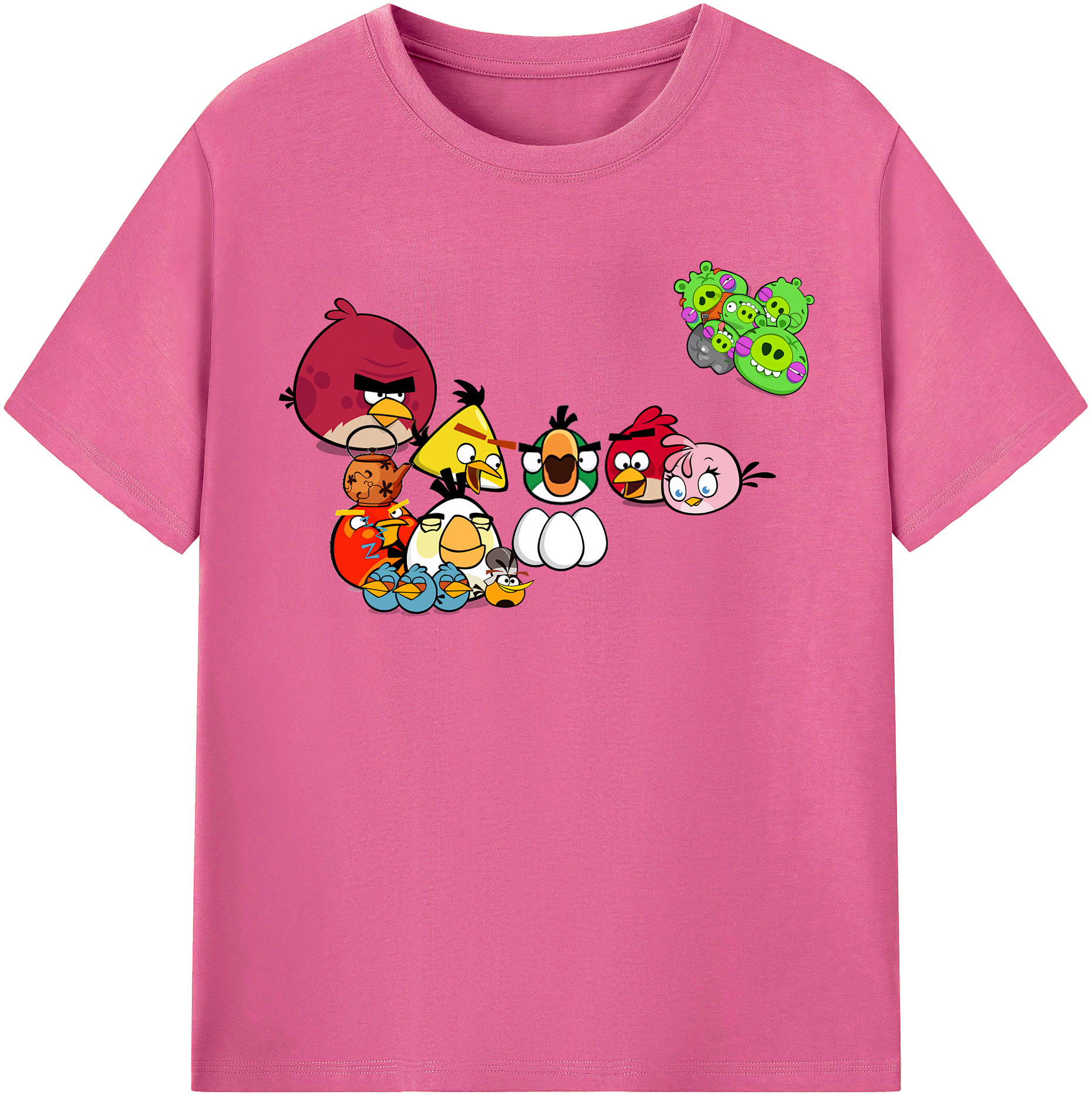 （画像用） Angry Birds アングリーバード レディースカジュアルプリントTシャツ（綿100％）