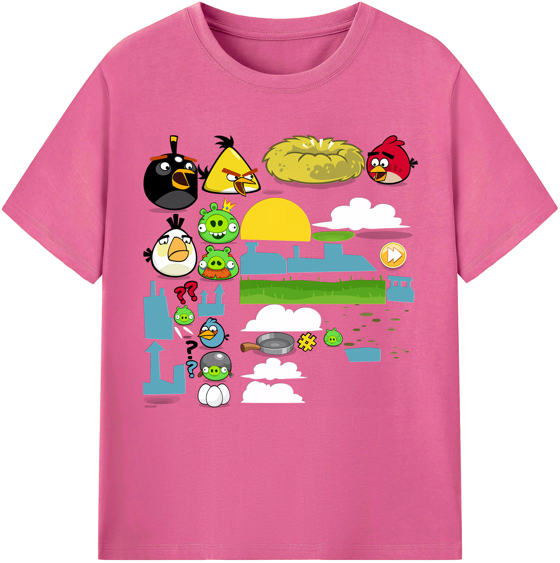 （画像用） Angry Birds アングリーバード レディースカジュアルプリントTシャツ（綿100％）