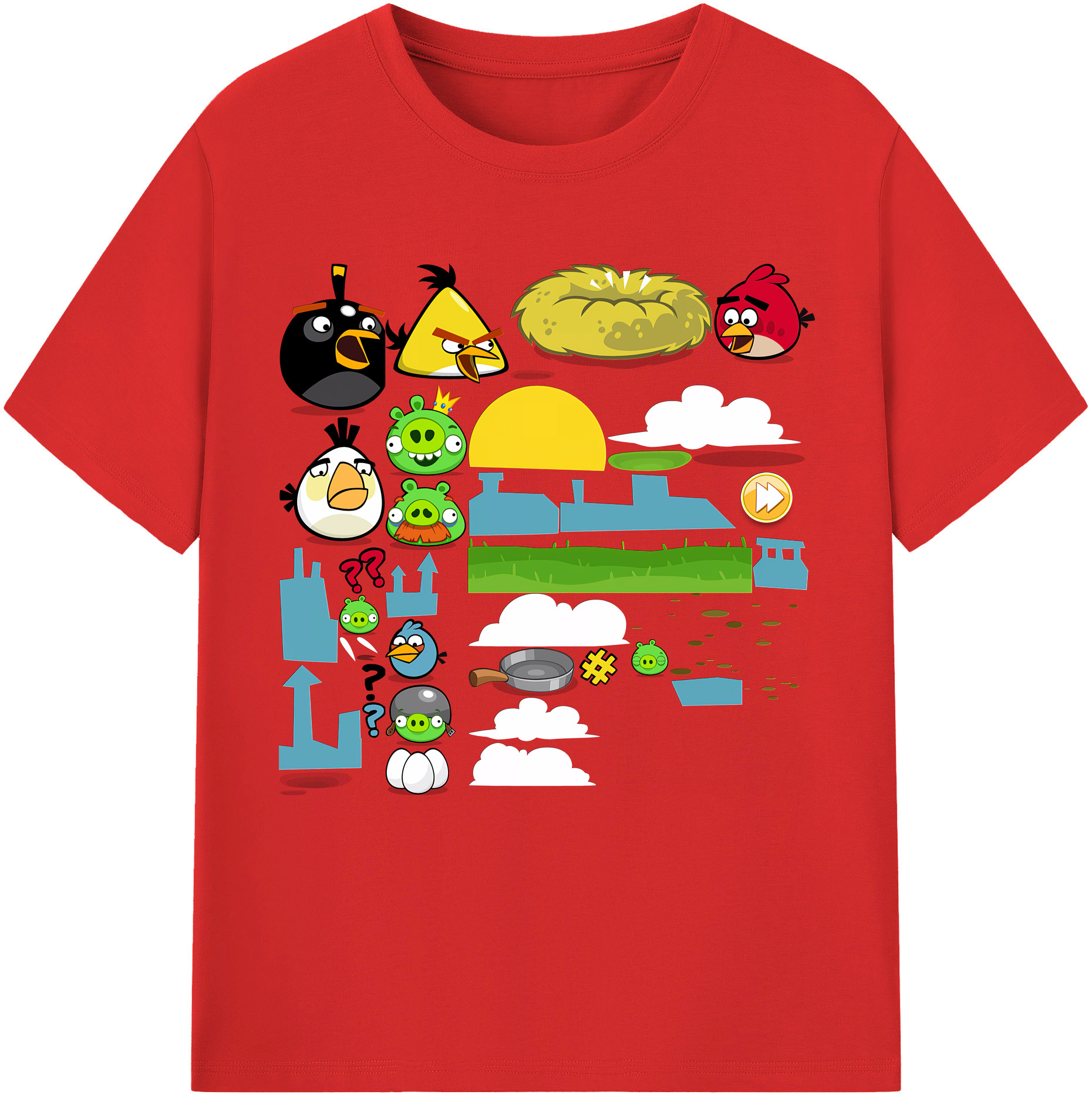 （画像用） Angry Birds アングリーバード レディースカジュアルプリントTシャツ（綿100％）