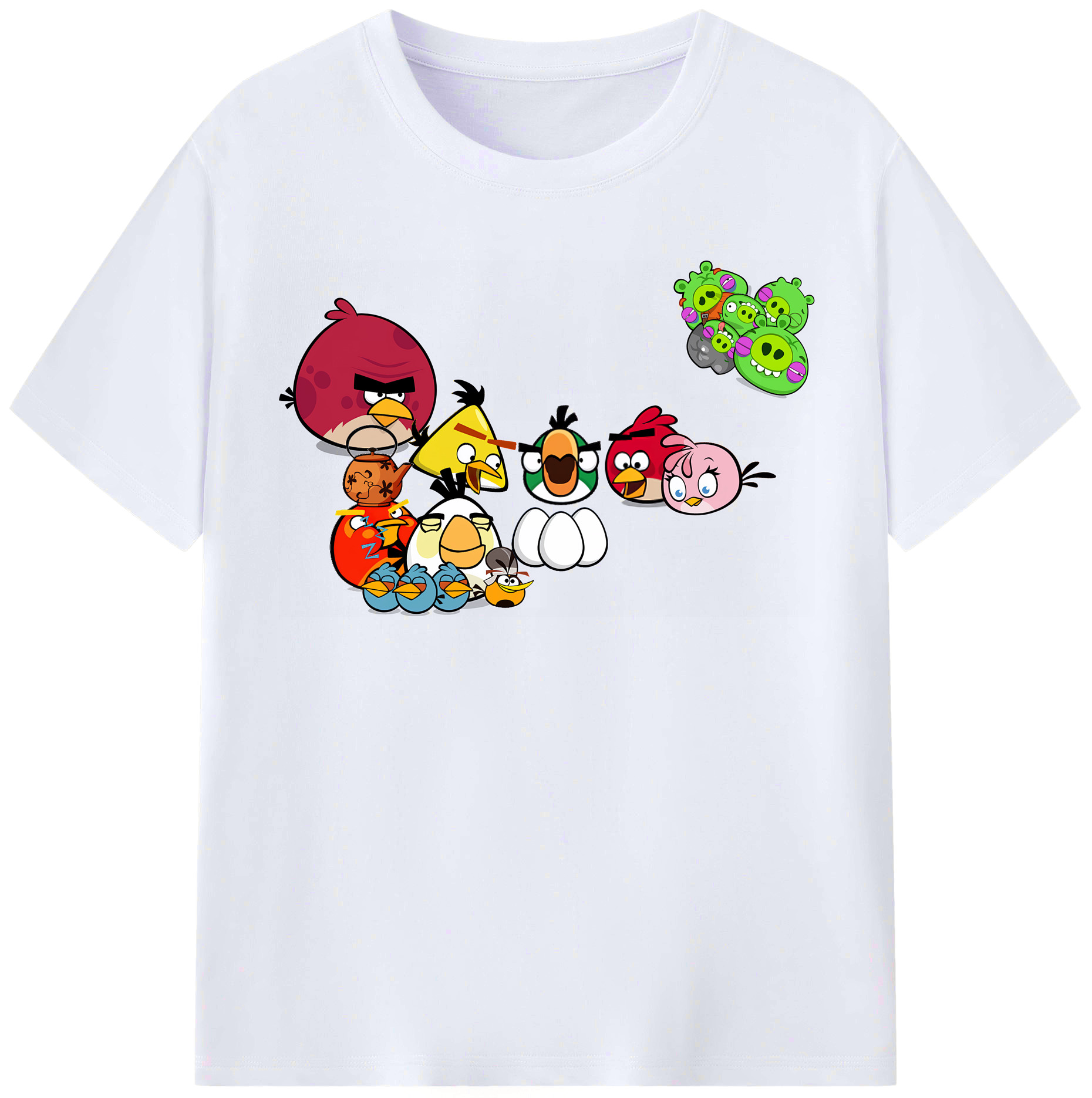 （画像用） Angry Birds アングリーバード レディースカジュアルプリントTシャツ（綿100％）