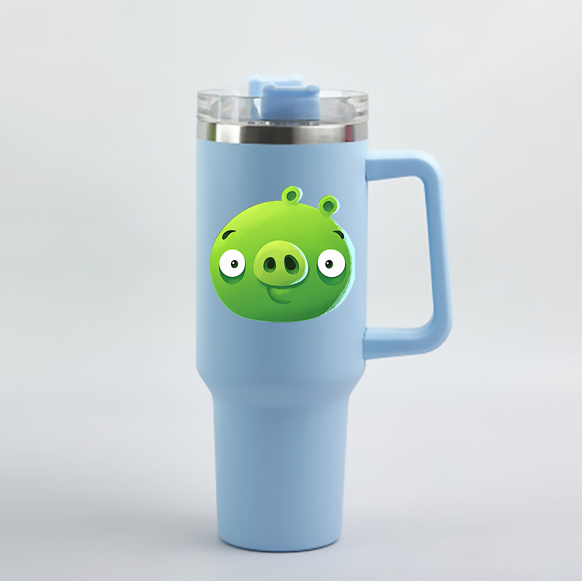 （画像用） Angry Birds アングリーバード 1200mL車用タンブラー - クリスタルステッカー（プラスチックストロー付き）