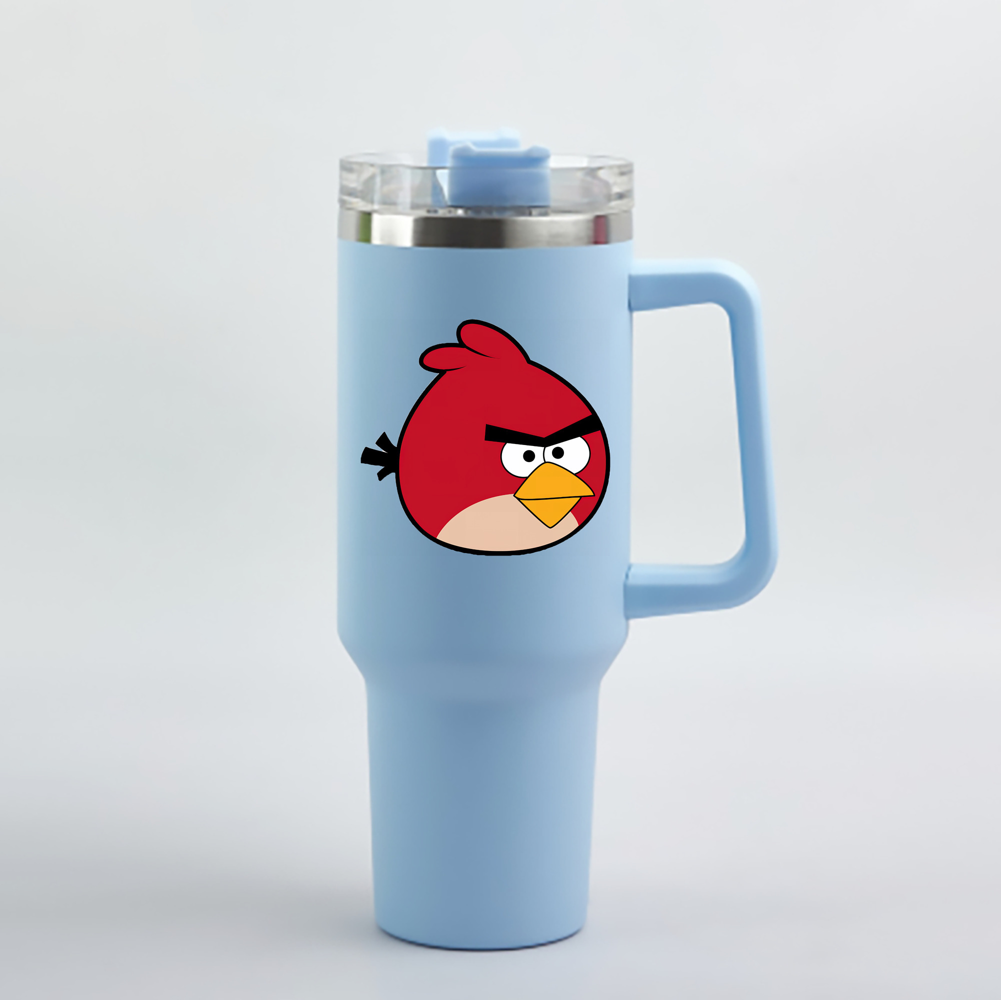 （画像用） Angry Birds アングリーバード 1200mL車用タンブラー - クリスタルステッカー（プラスチックストロー付き）