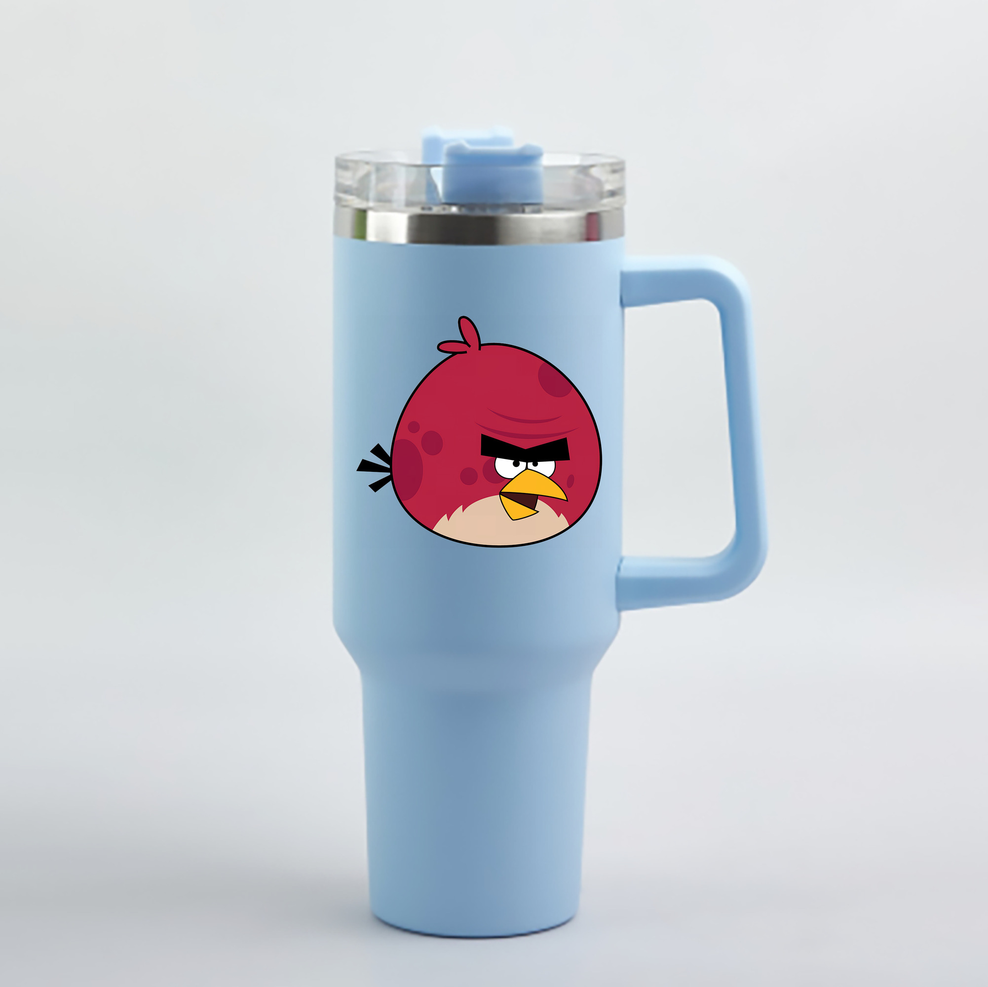 （画像用） Angry Birds アングリーバード 1200mL車用タンブラー - クリスタルステッカー（プラスチックストロー付き）
