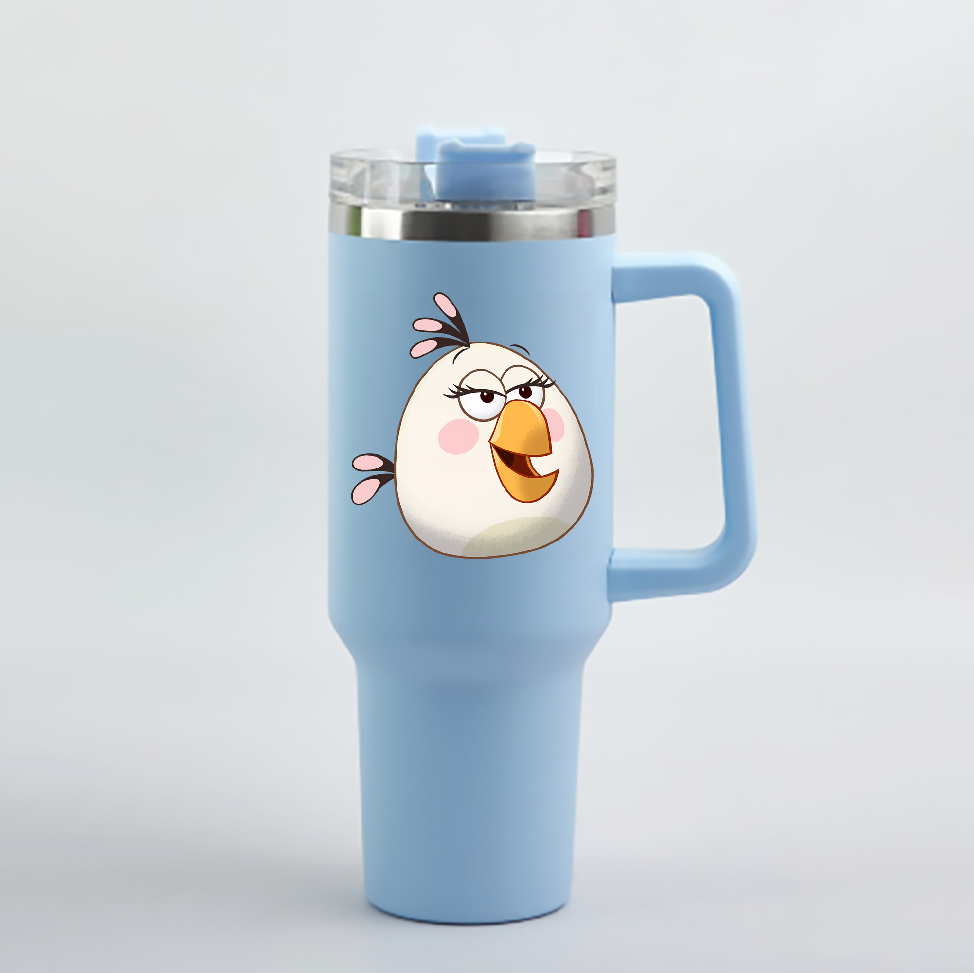 （画像用） Angry Birds アングリーバード 1200mL車用タンブラー - クリスタルステッカー（プラスチックストロー付き）