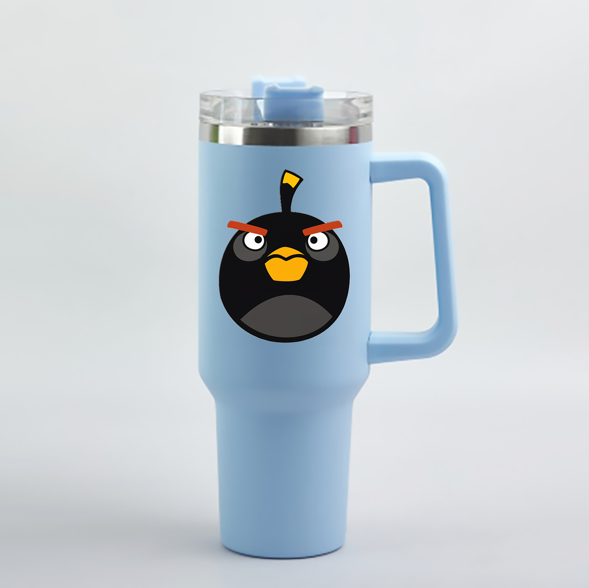 （画像用） Angry Birds アングリーバード 1200mL車用タンブラー - クリスタルステッカー（プラスチックストロー付き）