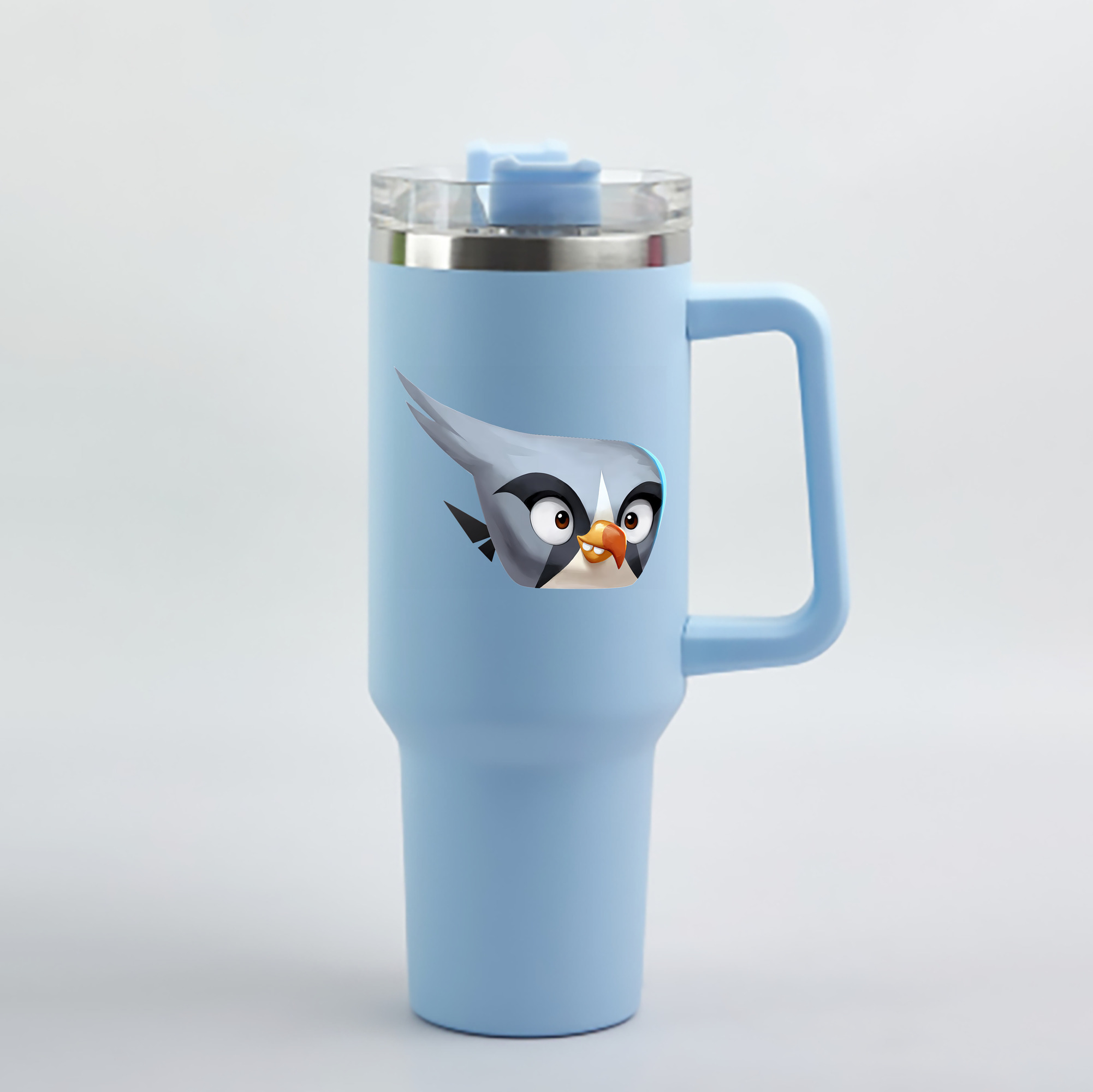 （画像用） Angry Birds アングリーバード 1200mL車用タンブラー - クリスタルステッカー（プラスチックストロー付き）
