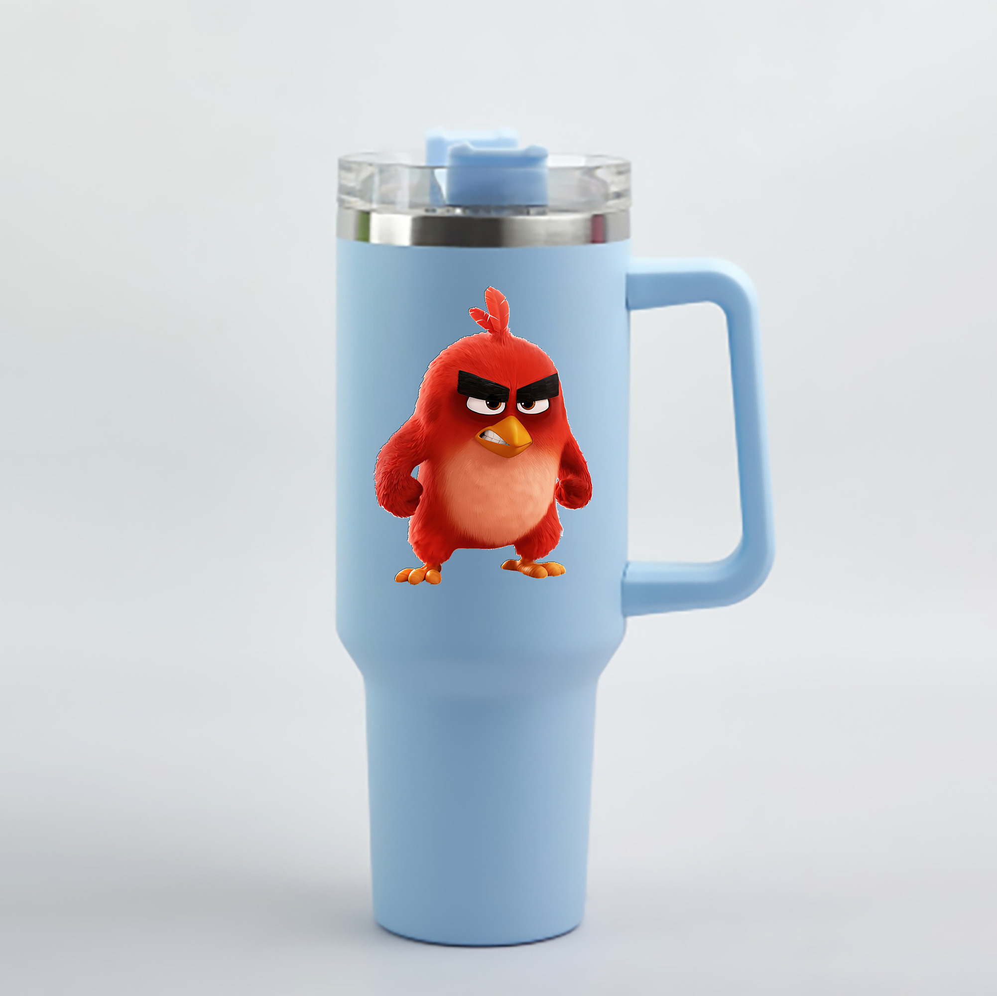 （画像用） Angry Birds アングリーバード 1200mL車用タンブラー - クリスタルステッカー（プラスチックストロー付き）