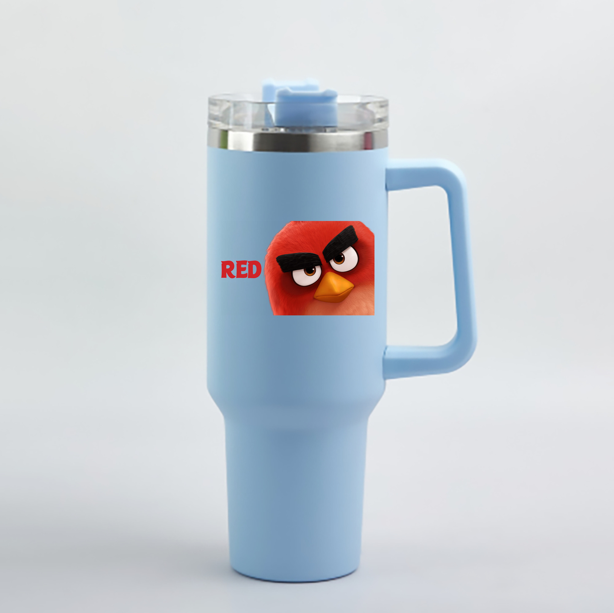 （画像用） Angry Birds アングリーバード 1200mL車用タンブラー - クリスタルステッカー（プラスチックストロー付き）