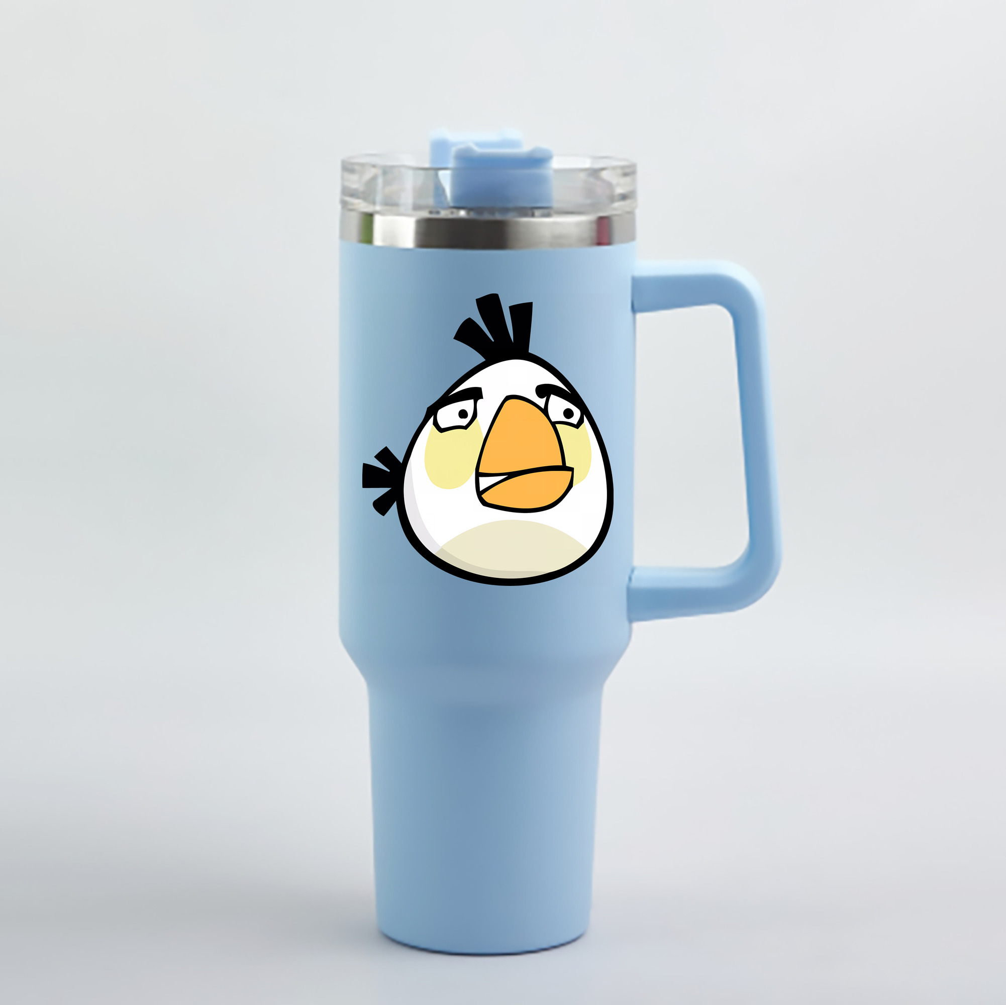 （画像用） Angry Birds アングリーバード 1200mL車用タンブラー - クリスタルステッカー（プラスチックストロー付き）