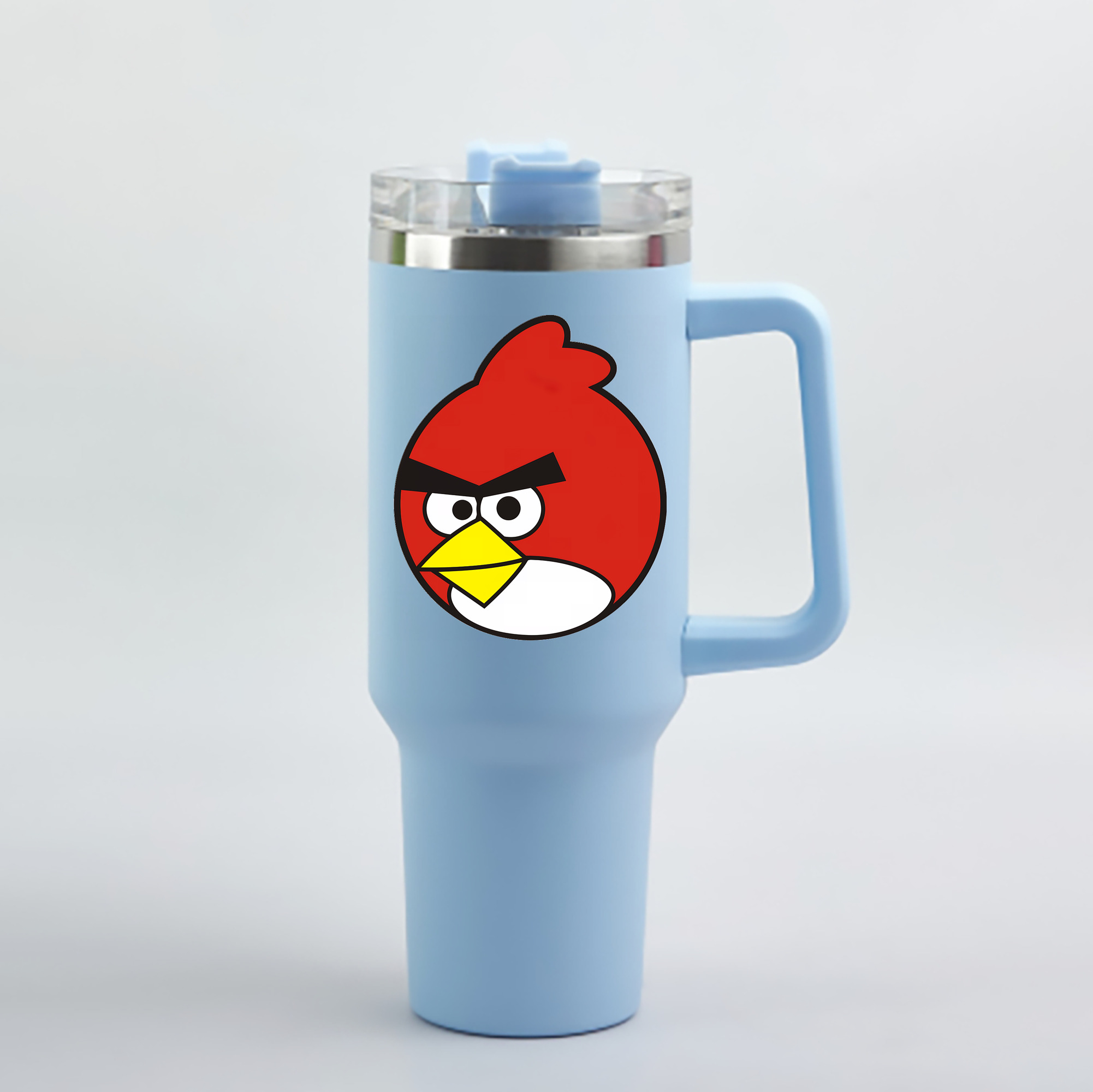 （画像用） Angry Birds アングリーバード 1200mL車用タンブラー - クリスタルステッカー（プラスチックストロー付き）