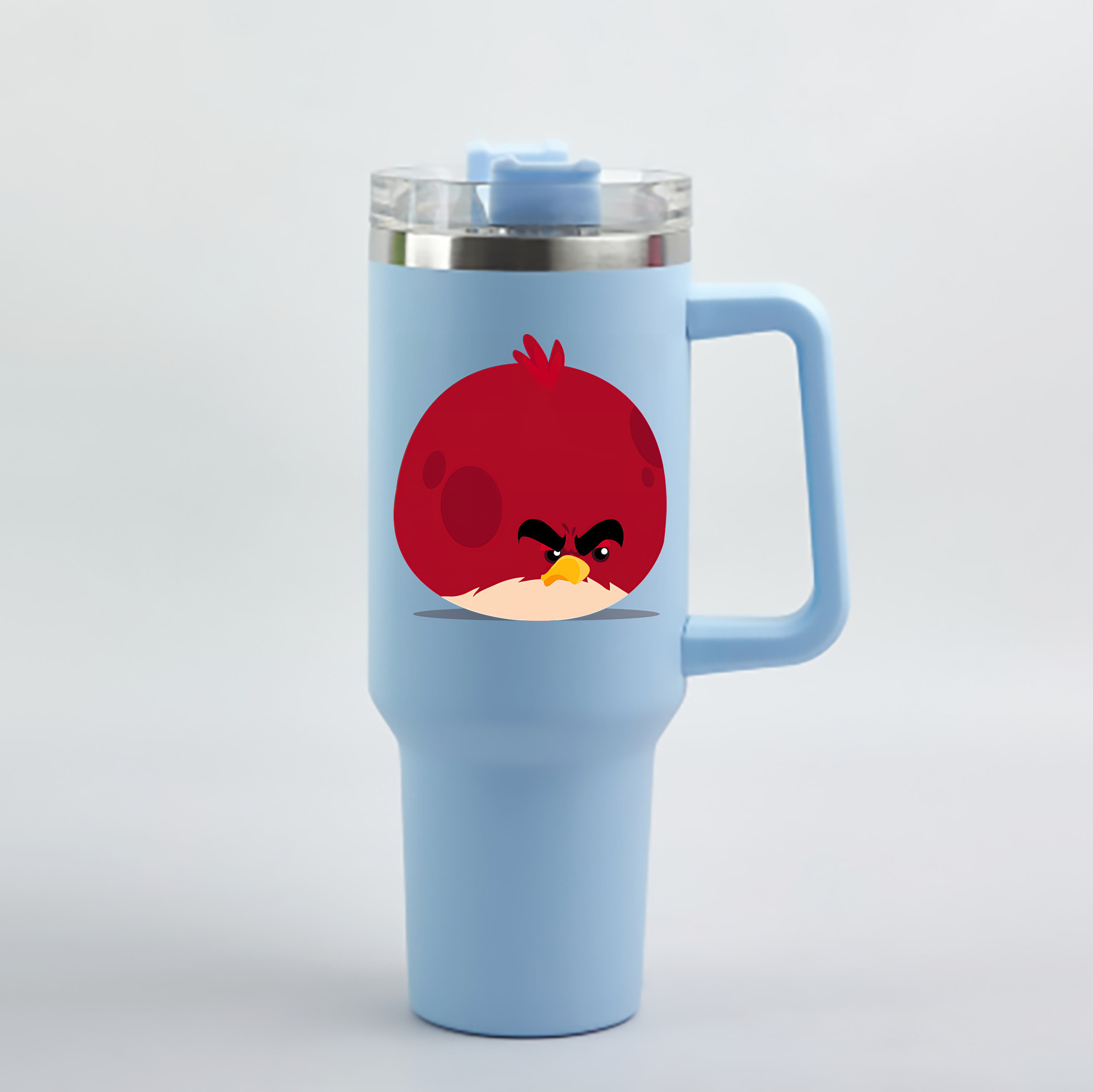 （画像用） Angry Birds アングリーバード 1200mL車用タンブラー - クリスタルステッカー（プラスチックストロー付き）