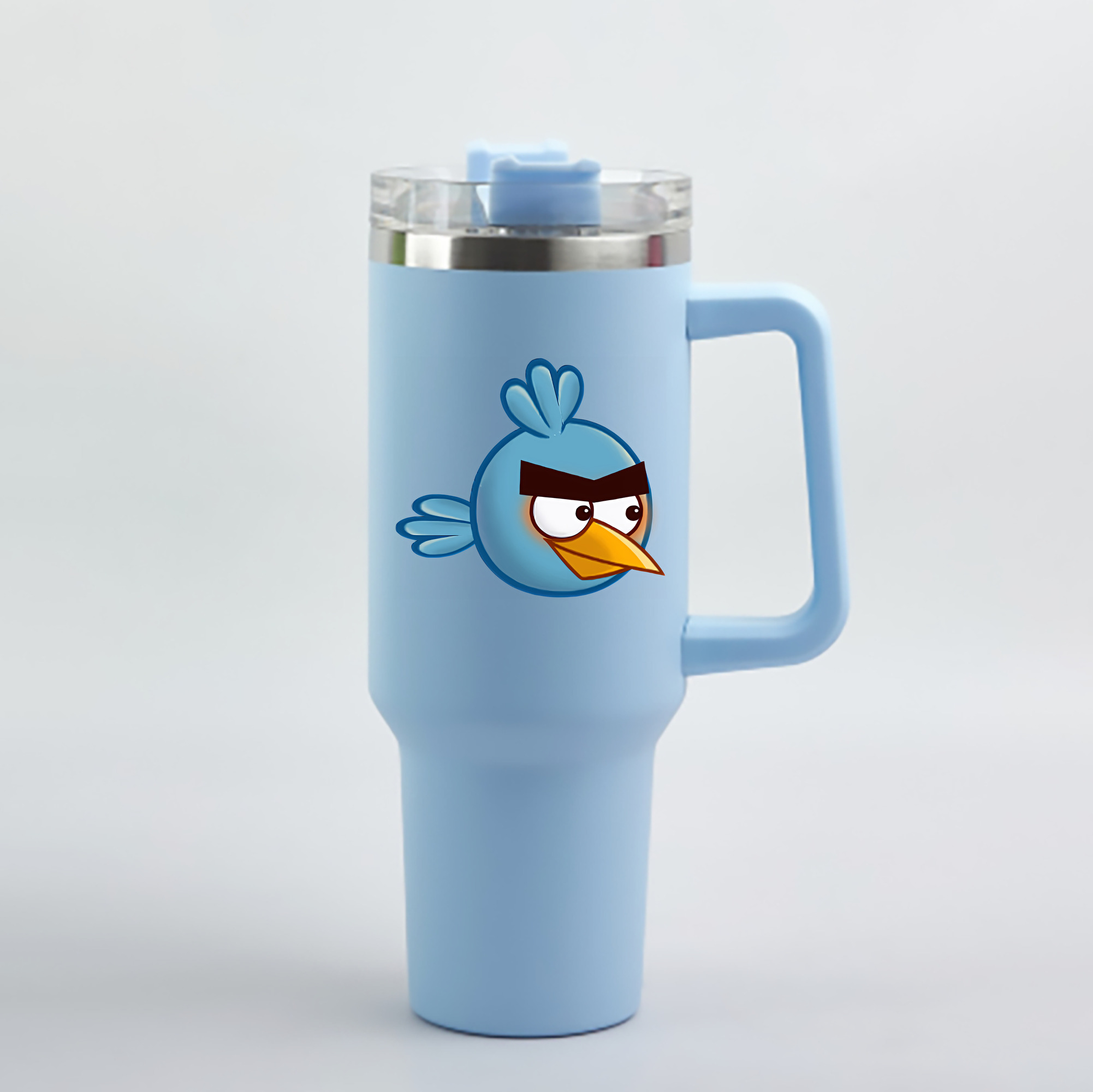 （画像用） Angry Birds アングリーバード 1200mL車用タンブラー - クリスタルステッカー（プラスチックストロー付き）