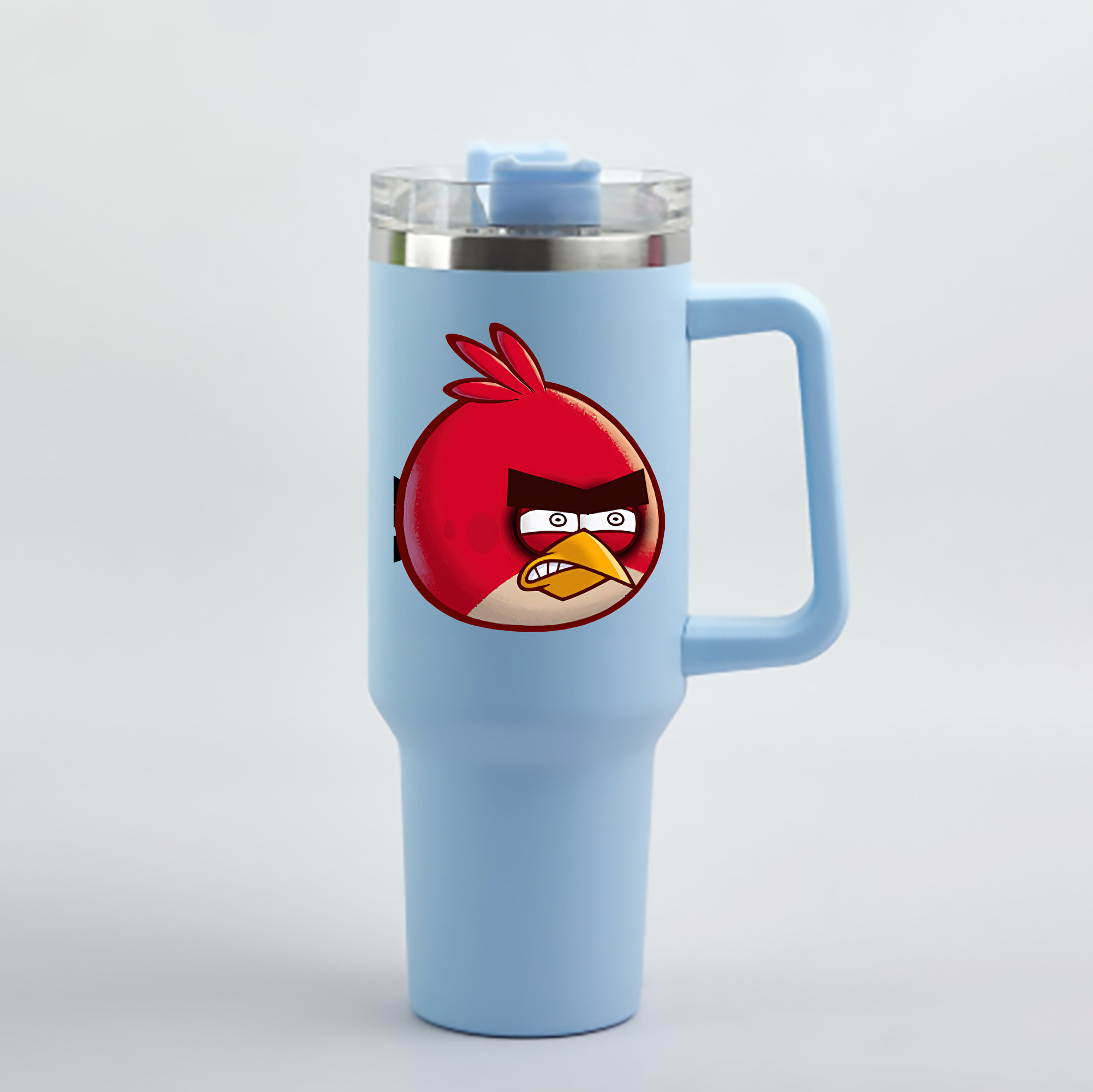 （画像用） Angry Birds アングリーバード 1200mL車用タンブラー - クリスタルステッカー（プラスチックストロー付き）
