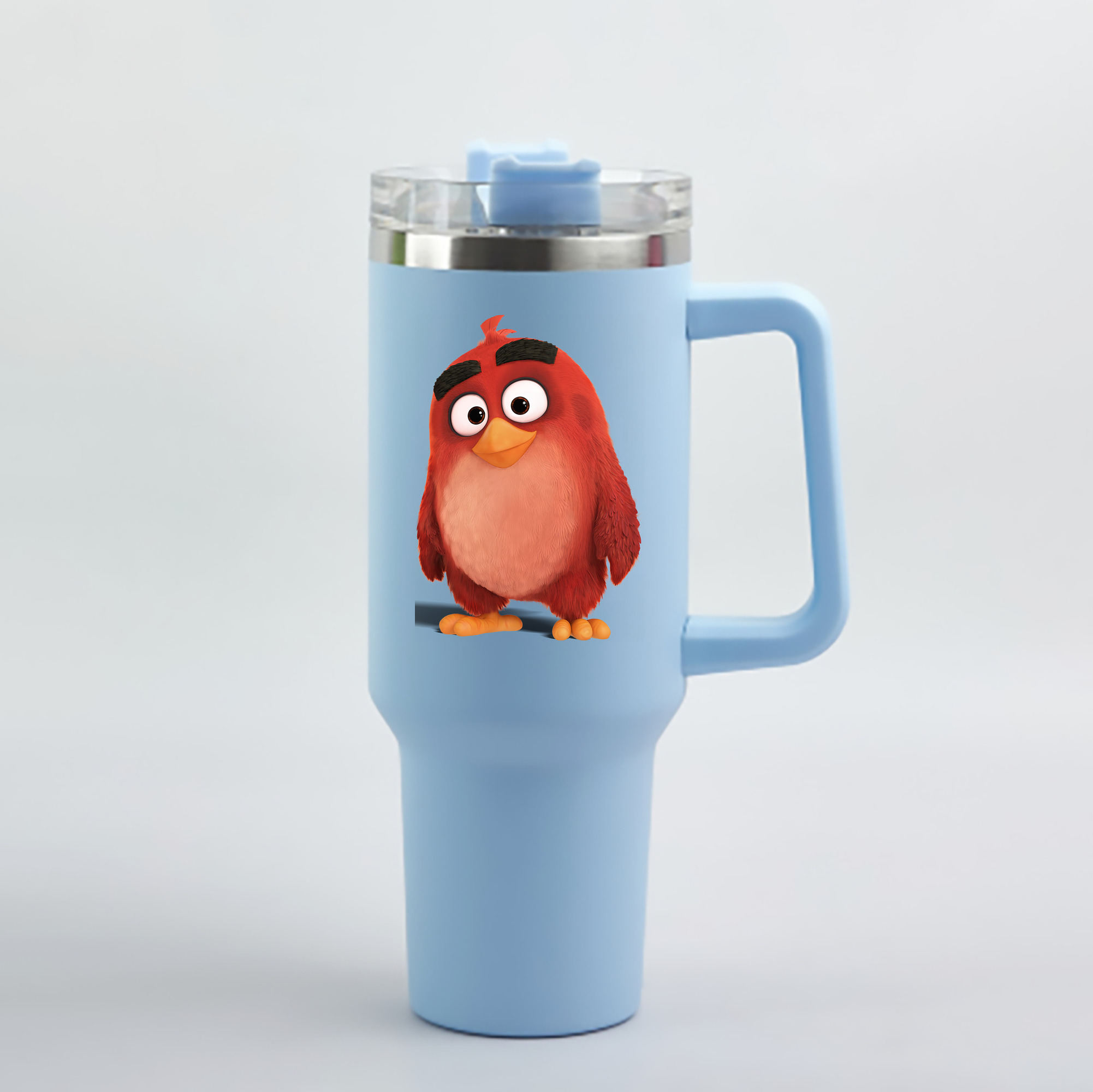（画像用） Angry Birds アングリーバード 1200mL車用タンブラー - クリスタルステッカー（プラスチックストロー付き）