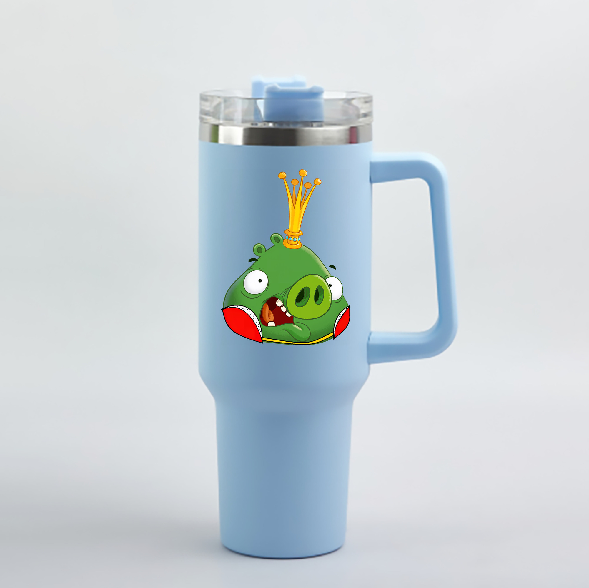 （画像用） Angry Birds アングリーバード 1200mL車用タンブラー - クリスタルステッカー（プラスチックストロー付き）