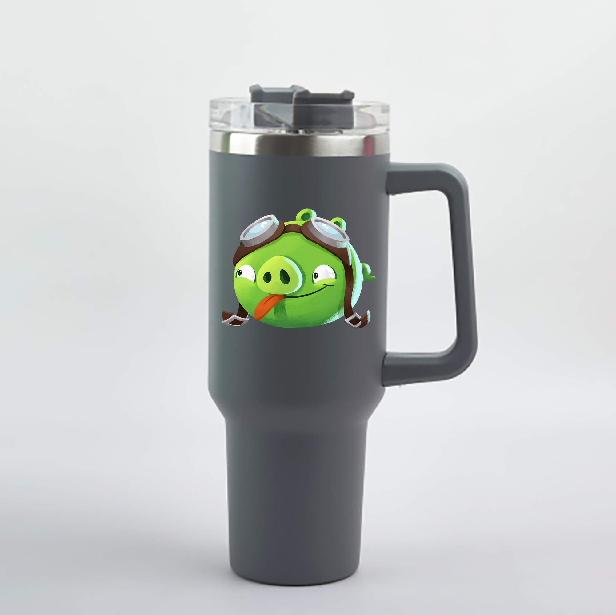 （画像用） Angry Birds アングリーバード 1200mL車用タンブラー - クリスタルステッカー（プラスチックストロー付き）