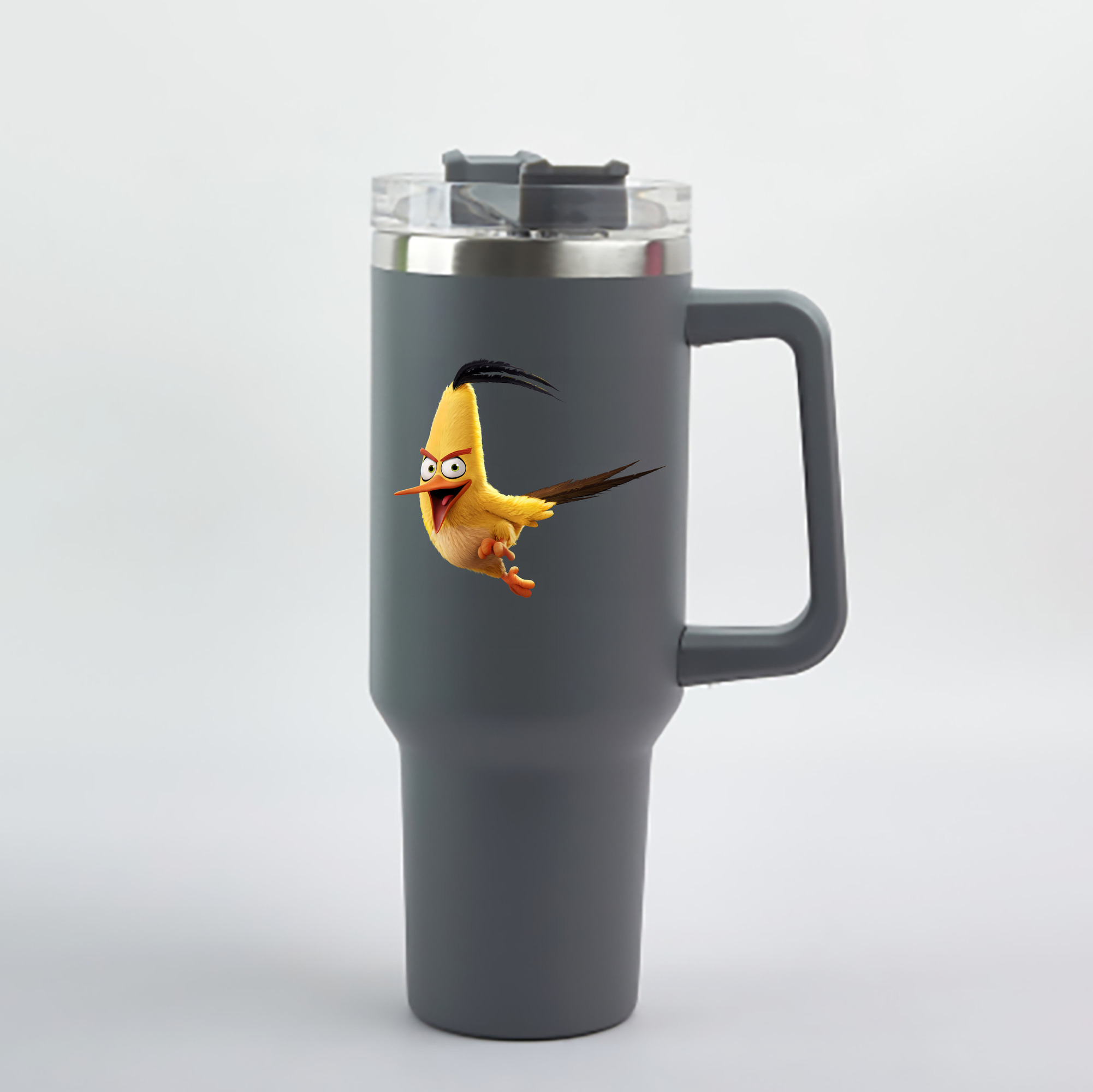 （画像用） Angry Birds アングリーバード 1200mL車用タンブラー - クリスタルステッカー（プラスチックストロー付き）