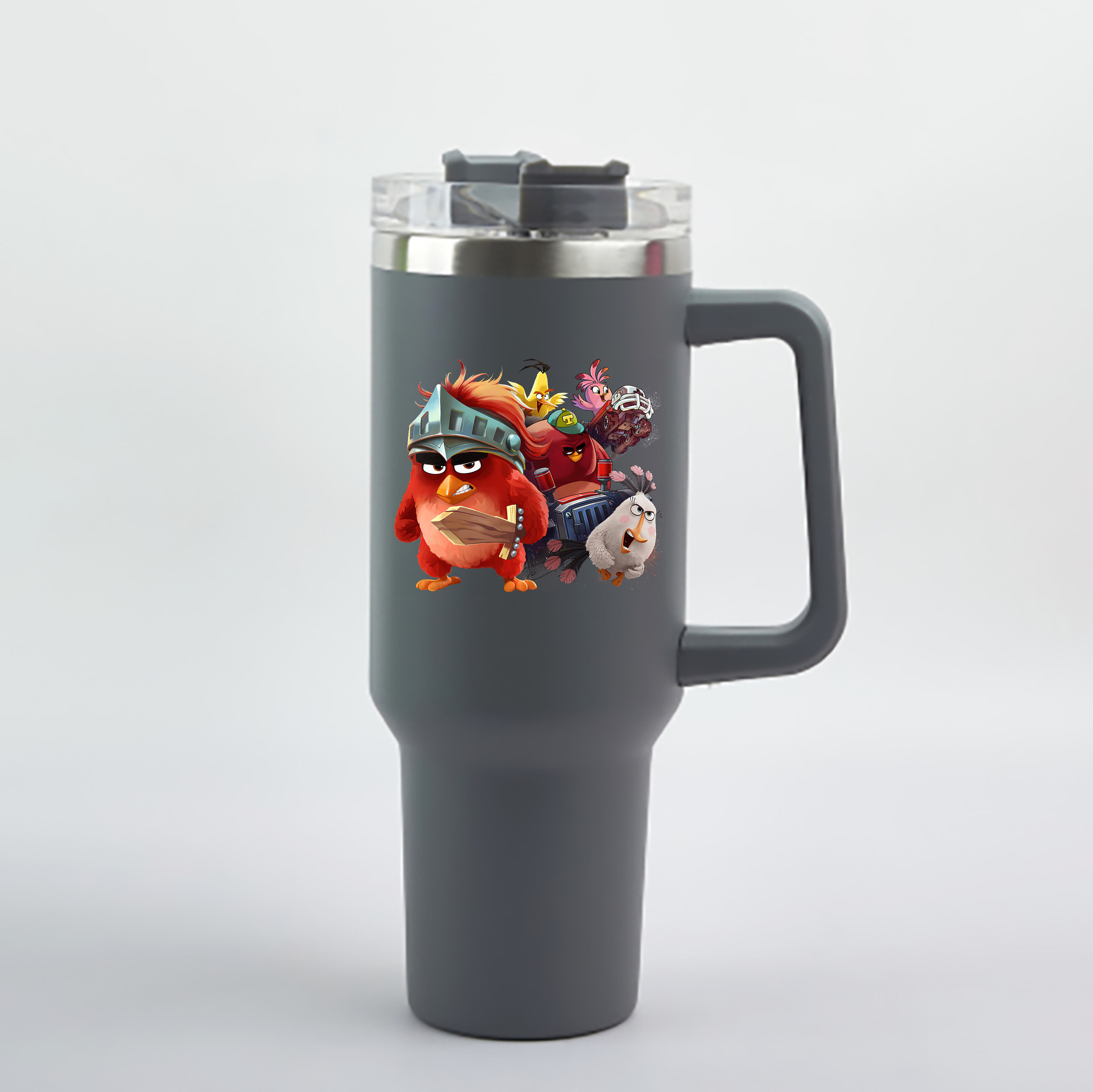 （画像用） Angry Birds アングリーバード 1200mL車用タンブラー - クリスタルステッカー（プラスチックストロー付き）
