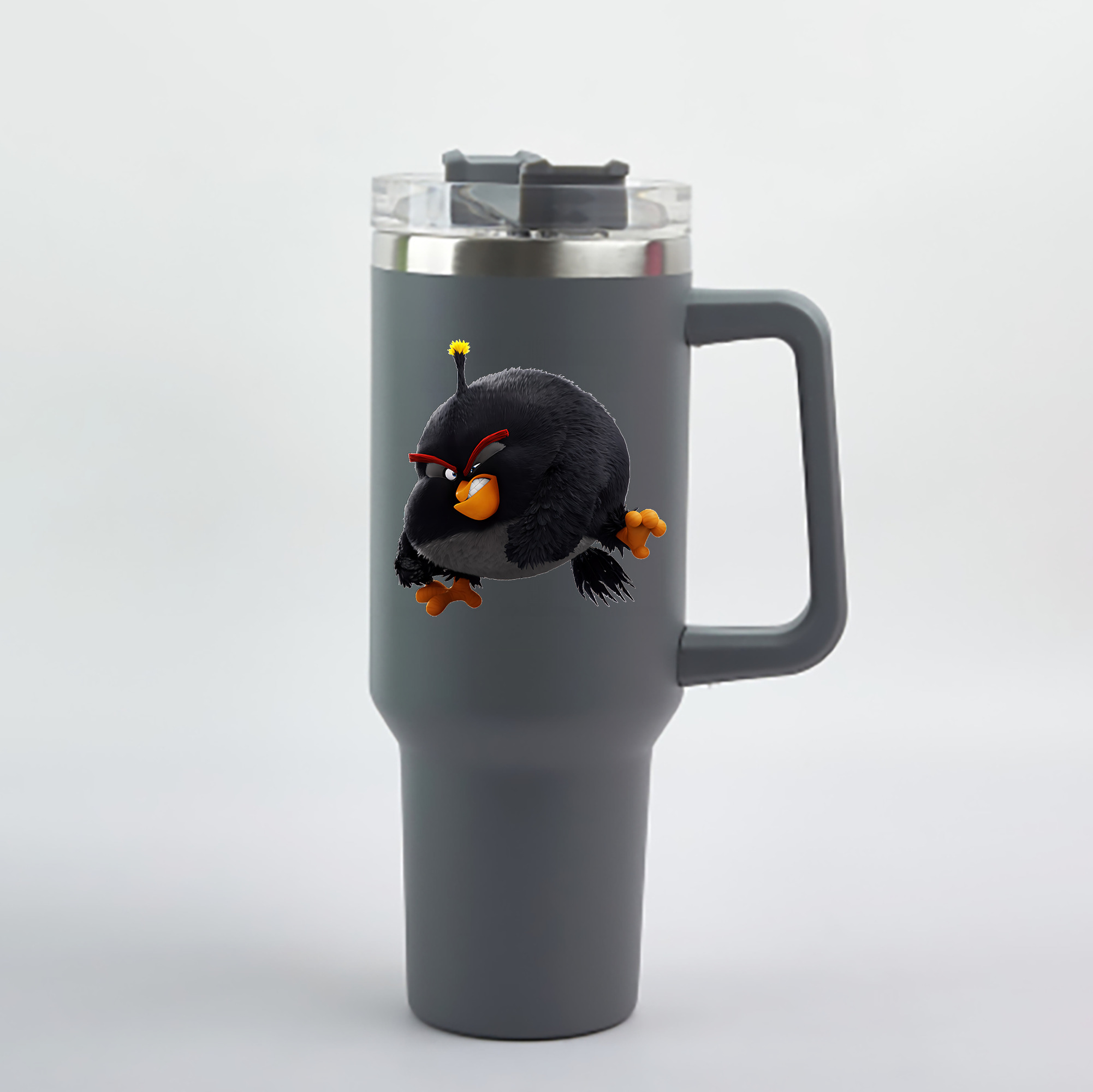 （画像用） Angry Birds アングリーバード 1200mL車用タンブラー - クリスタルステッカー（プラスチックストロー付き）