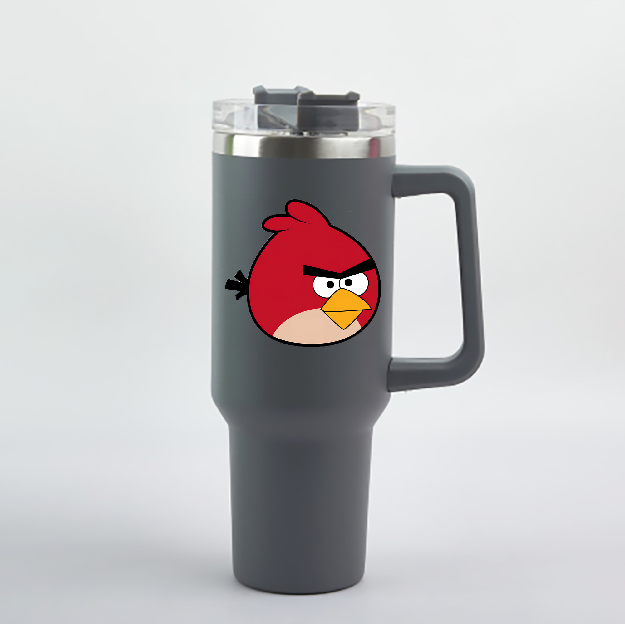 （画像用） Angry Birds アングリーバード 1200mL車用タンブラー - クリスタルステッカー（プラスチックストロー付き）