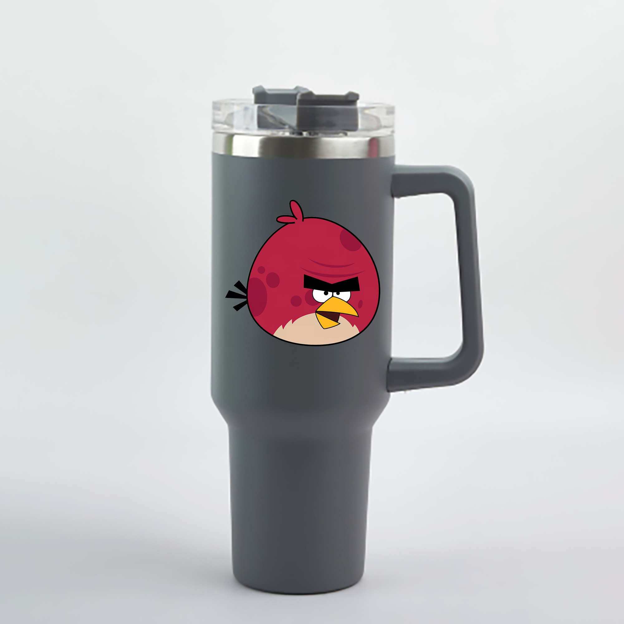 （画像用） Angry Birds アングリーバード 1200mL車用タンブラー - クリスタルステッカー（プラスチックストロー付き）