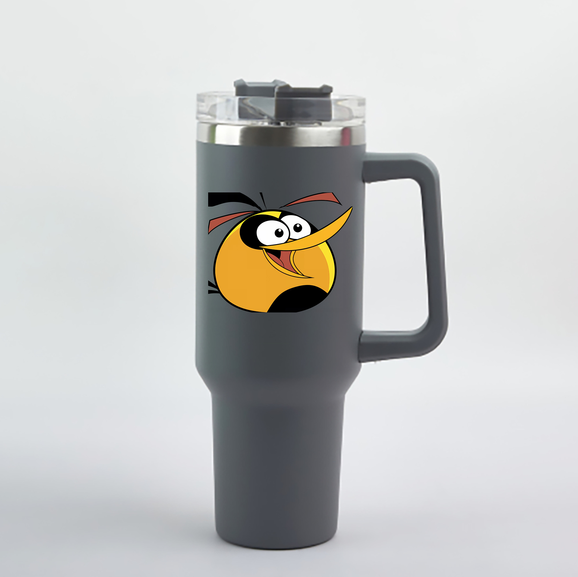 （画像用） Angry Birds アングリーバード 1200mL車用タンブラー - クリスタルステッカー（プラスチックストロー付き）
