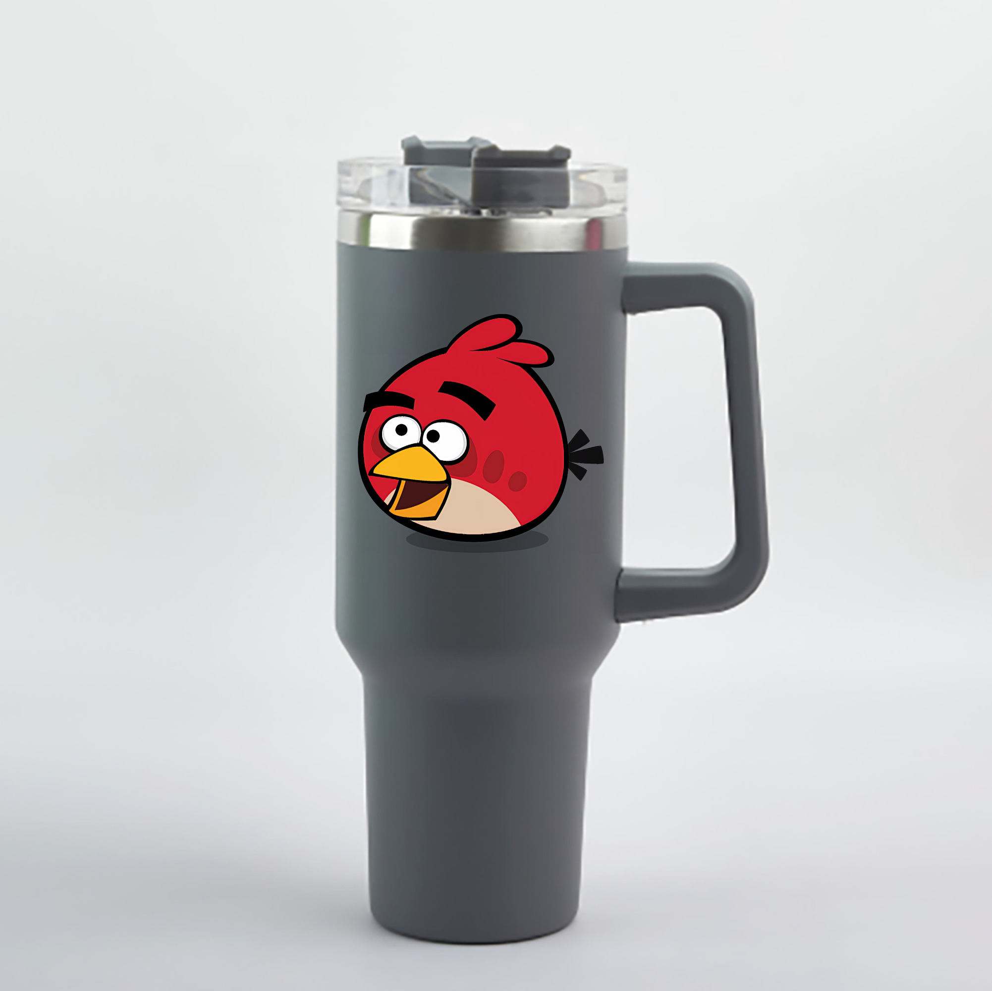 （画像用） Angry Birds アングリーバード 1200mL車用タンブラー - クリスタルステッカー（プラスチックストロー付き）