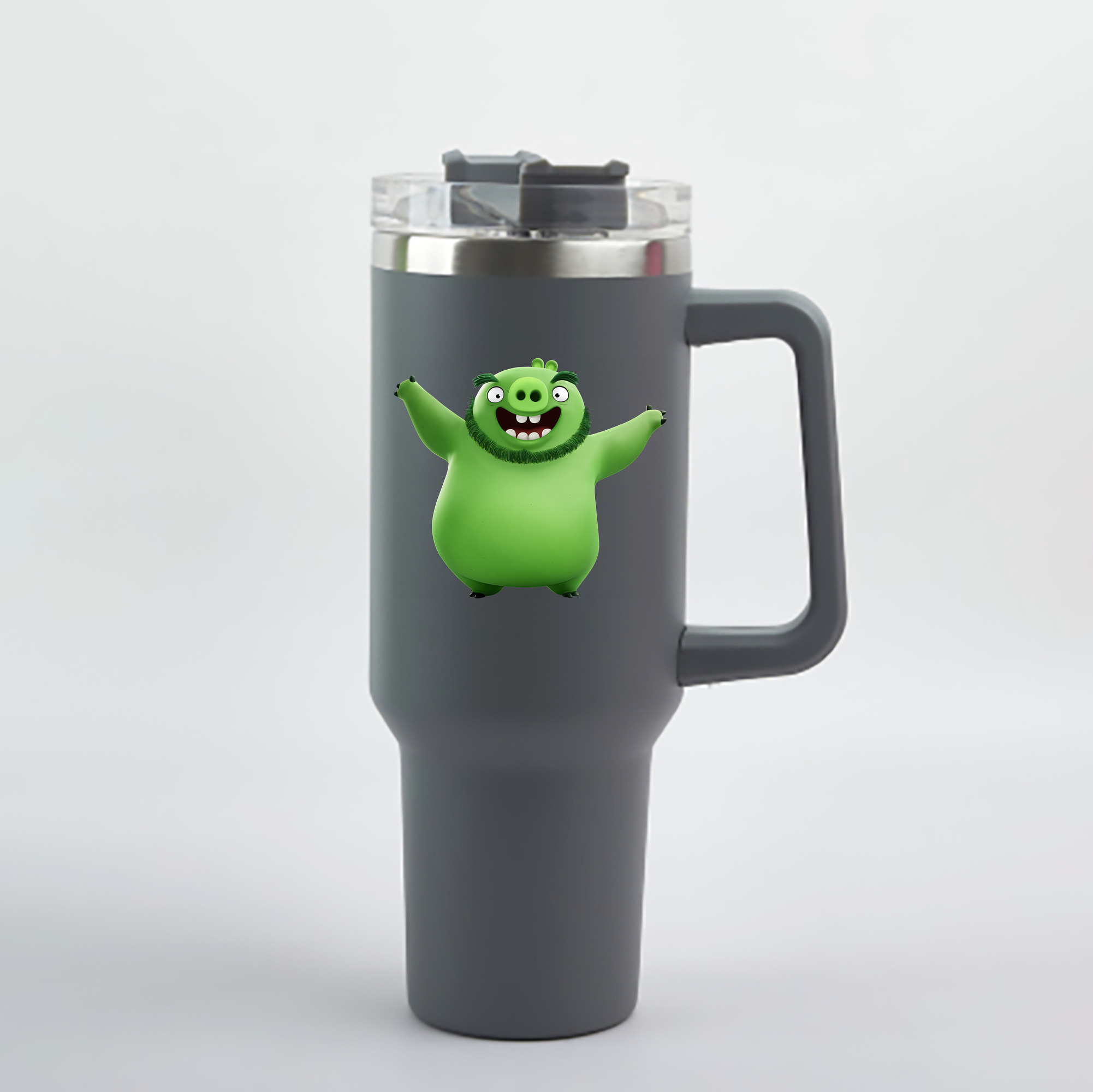 （画像用） Angry Birds アングリーバード 1200mL車用タンブラー - クリスタルステッカー（プラスチックストロー付き）
