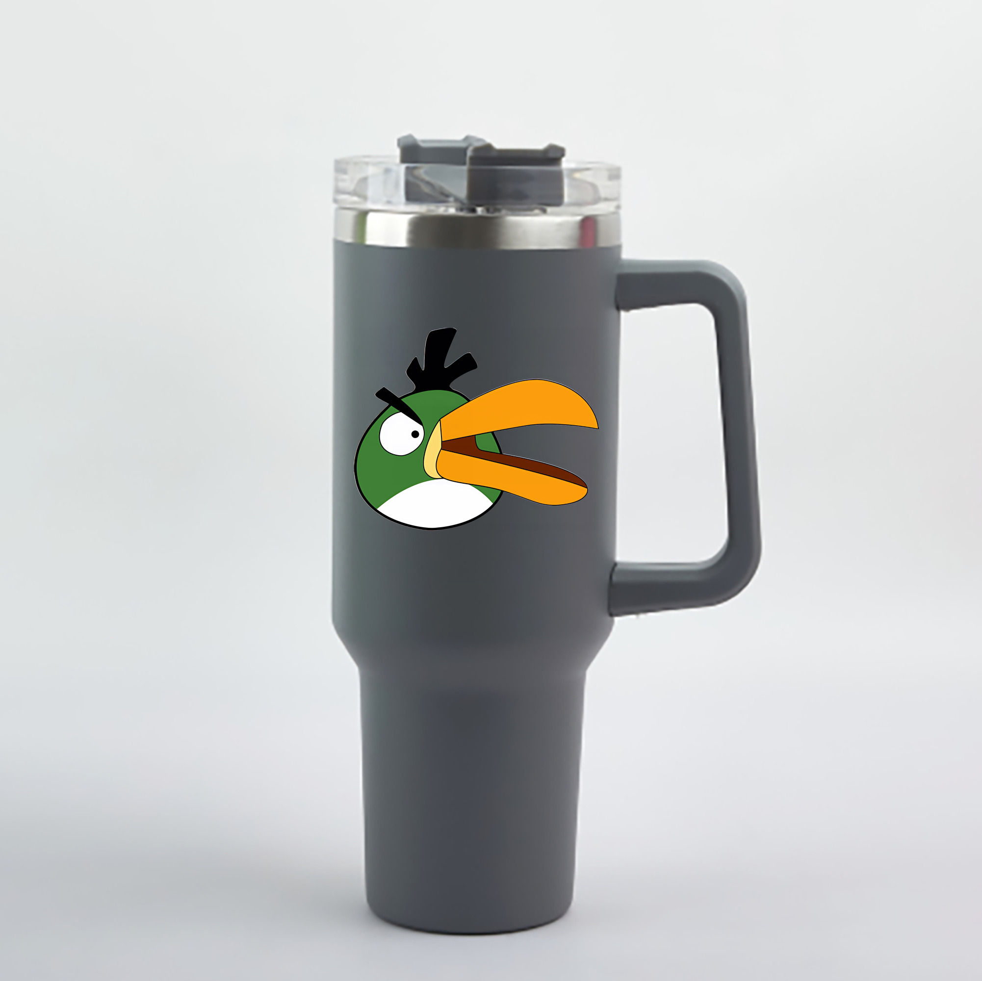 （画像用） Angry Birds アングリーバード 1200mL車用タンブラー - クリスタルステッカー（プラスチックストロー付き）