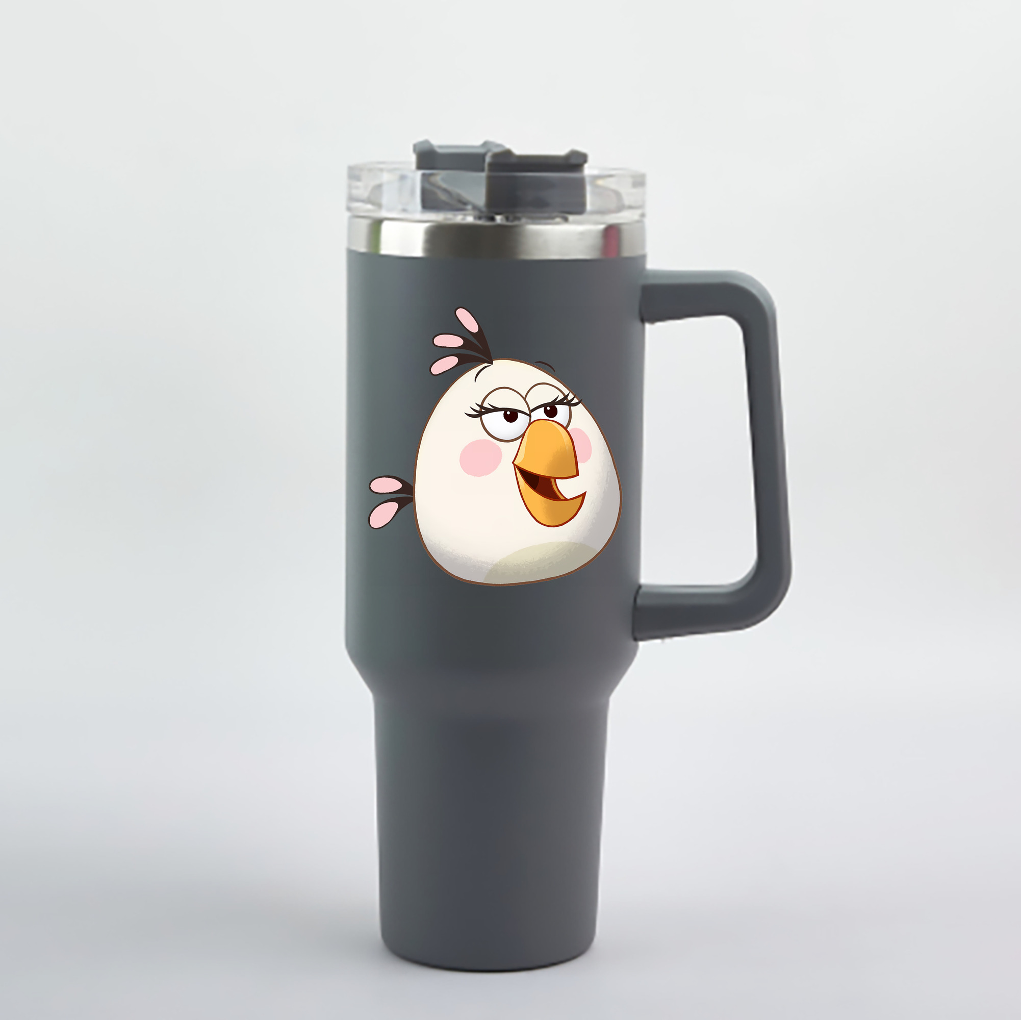 （画像用） Angry Birds アングリーバード 1200mL車用タンブラー - クリスタルステッカー（プラスチックストロー付き）