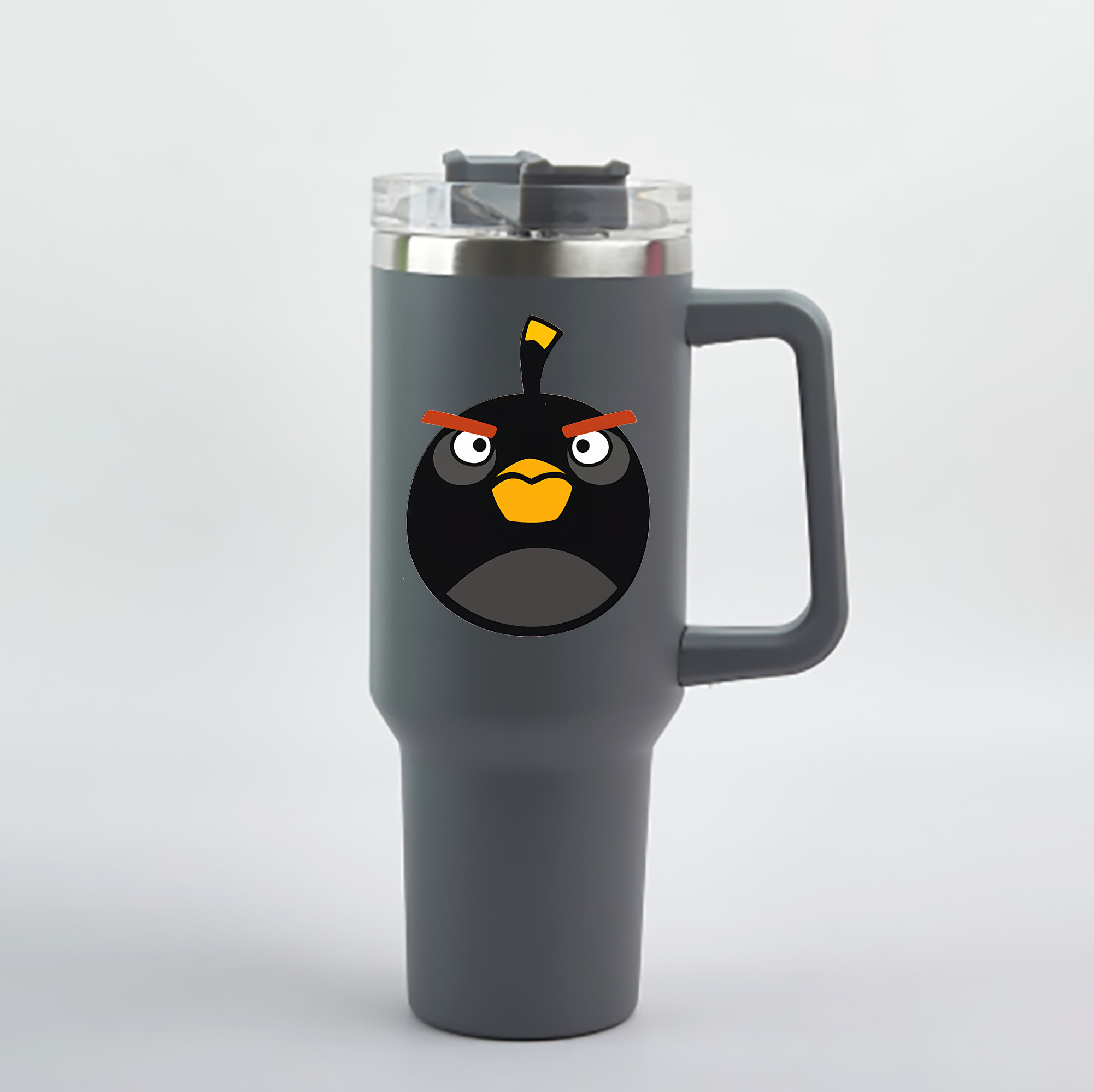 （画像用） Angry Birds アングリーバード 1200mL車用タンブラー - クリスタルステッカー（プラスチックストロー付き）
