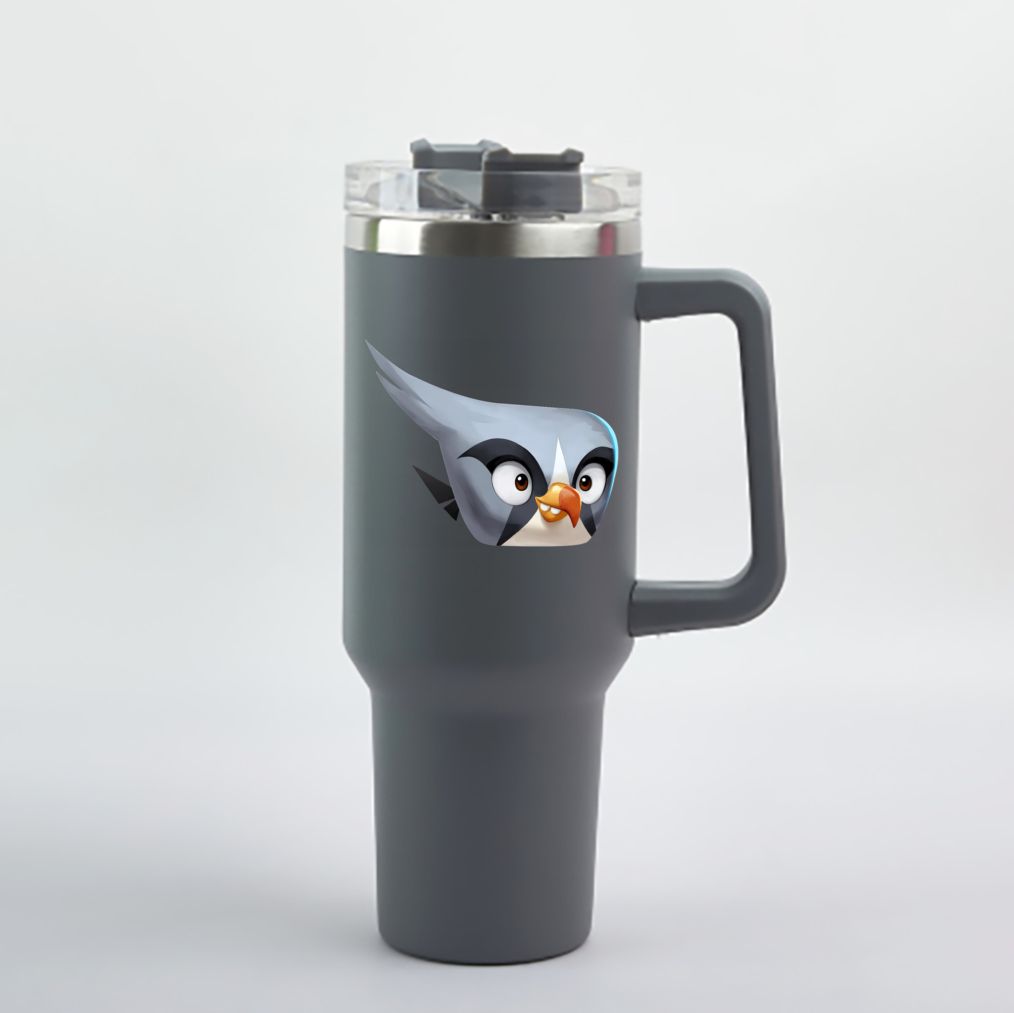 （画像用） Angry Birds アングリーバード 1200mL車用タンブラー - クリスタルステッカー（プラスチックストロー付き）