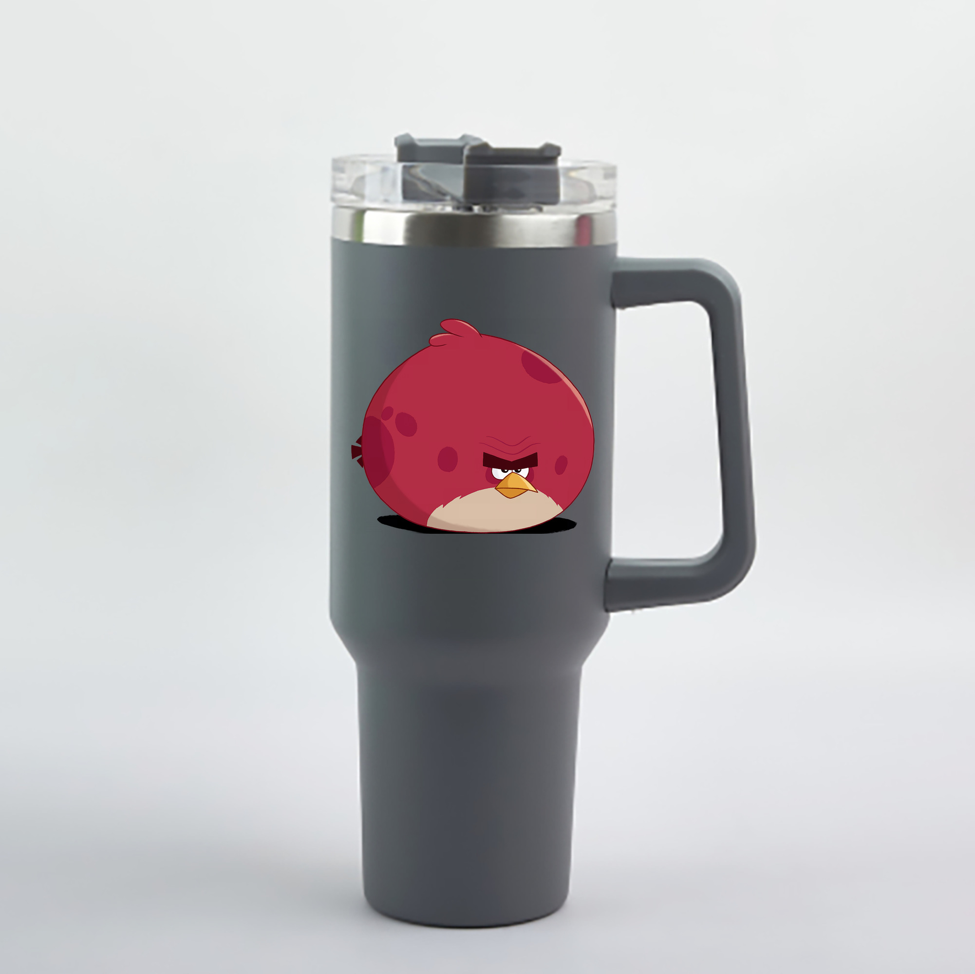 （画像用） Angry Birds アングリーバード 1200mL車用タンブラー - クリスタルステッカー（プラスチックストロー付き）