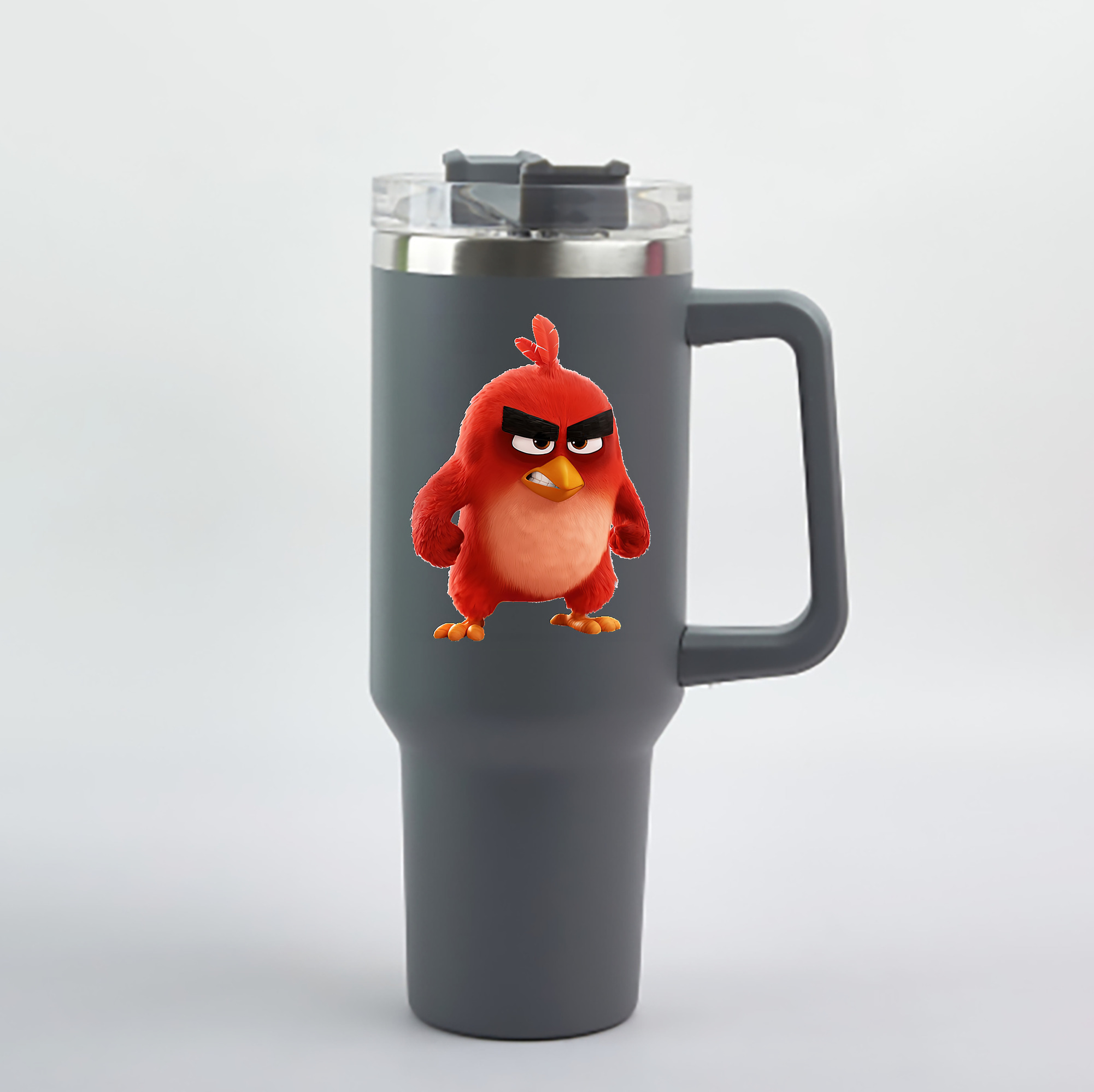 （画像用） Angry Birds アングリーバード 1200mL車用タンブラー - クリスタルステッカー（プラスチックストロー付き）