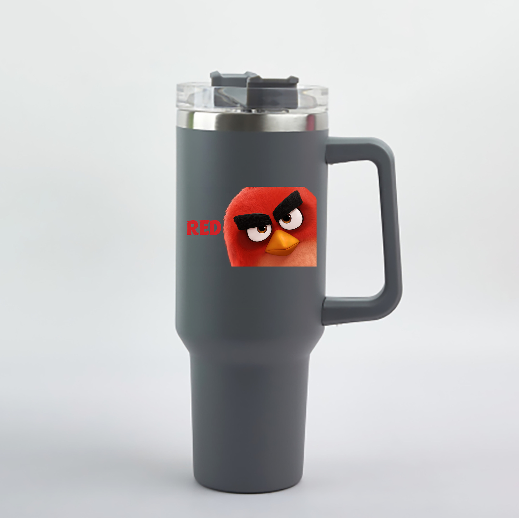 （画像用） Angry Birds アングリーバード 1200mL車用タンブラー - クリスタルステッカー（プラスチックストロー付き）