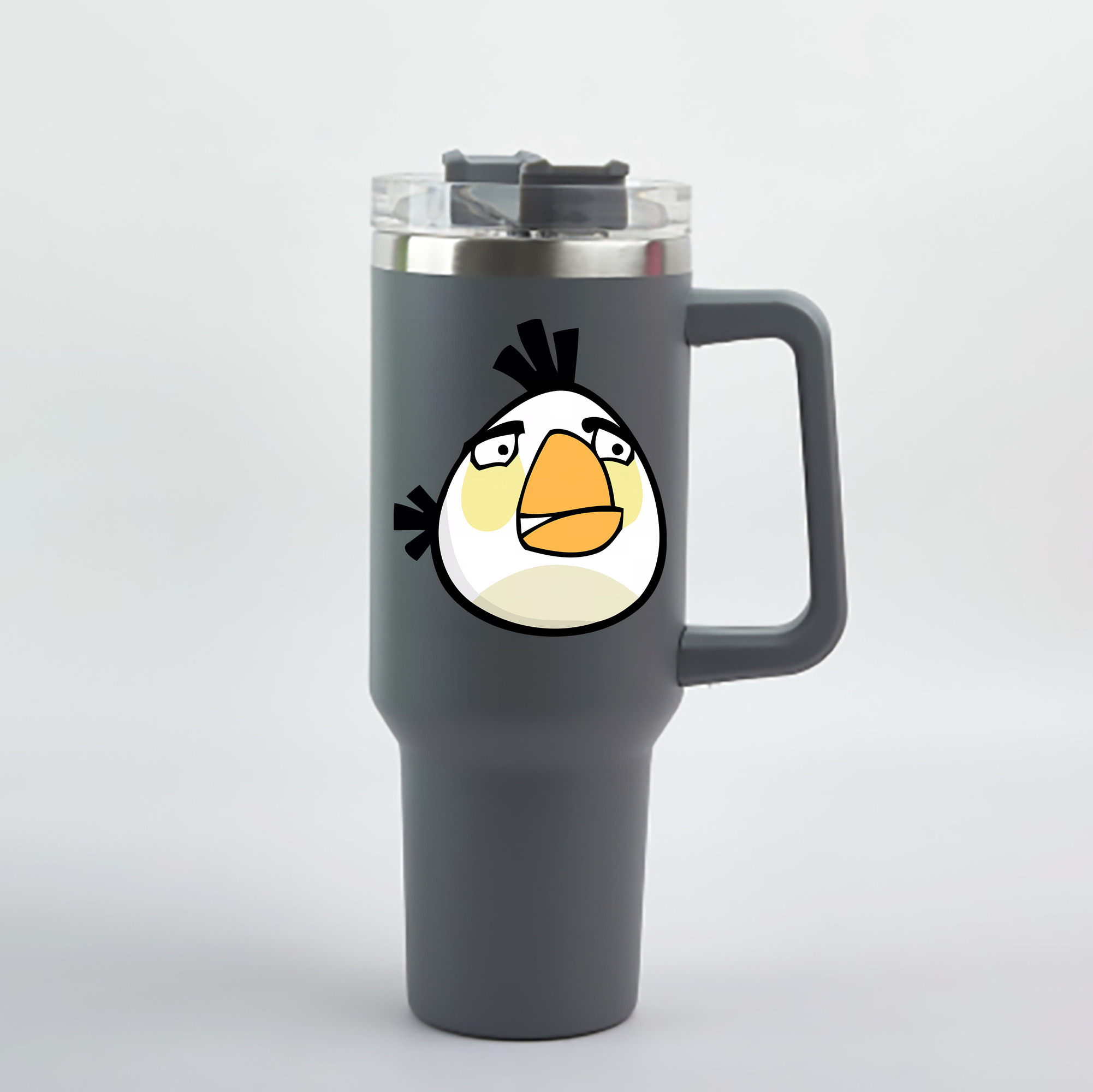 （画像用） Angry Birds アングリーバード 1200mL車用タンブラー - クリスタルステッカー（プラスチックストロー付き）