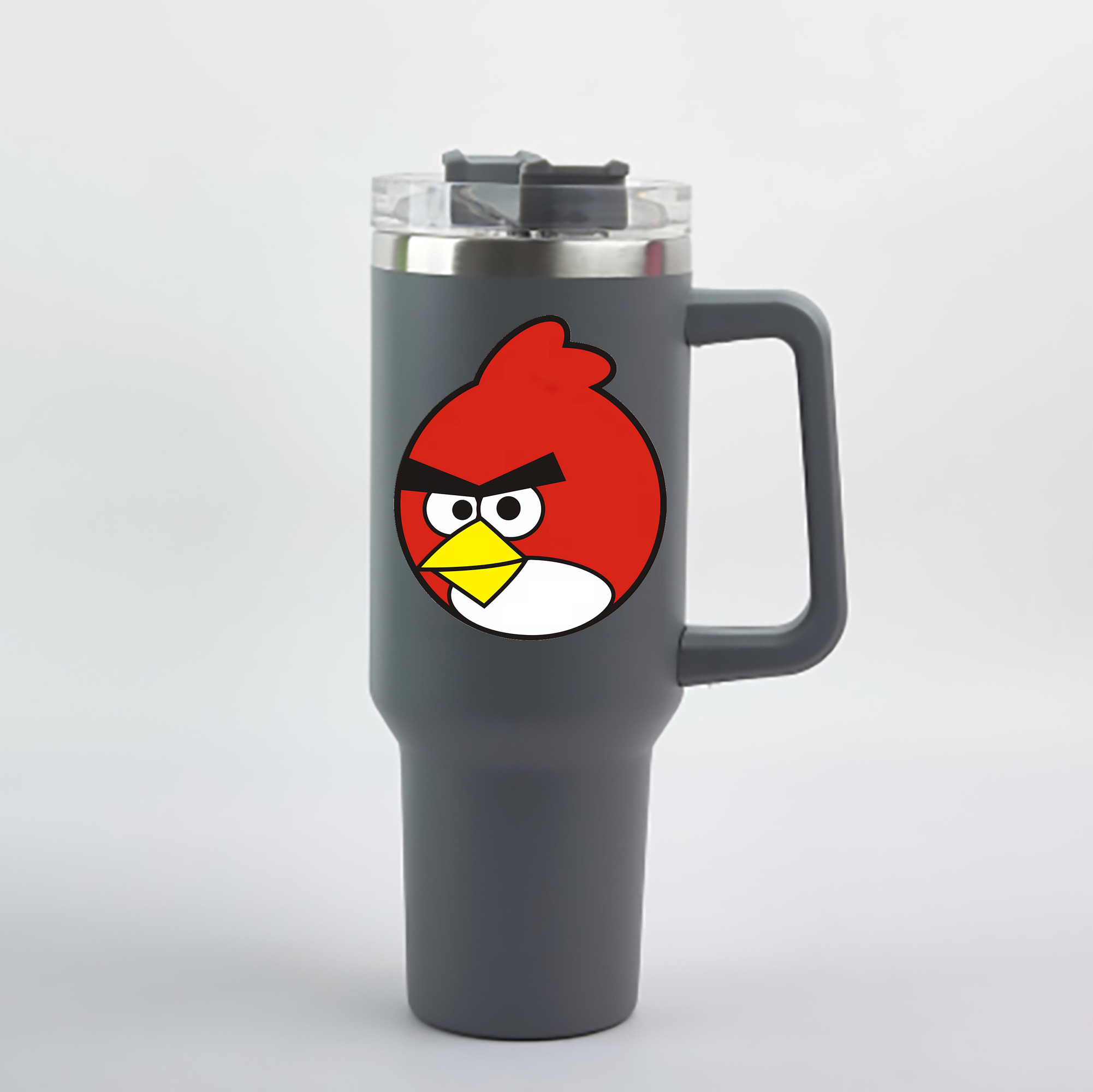 （画像用） Angry Birds アングリーバード 1200mL車用タンブラー - クリスタルステッカー（プラスチックストロー付き）