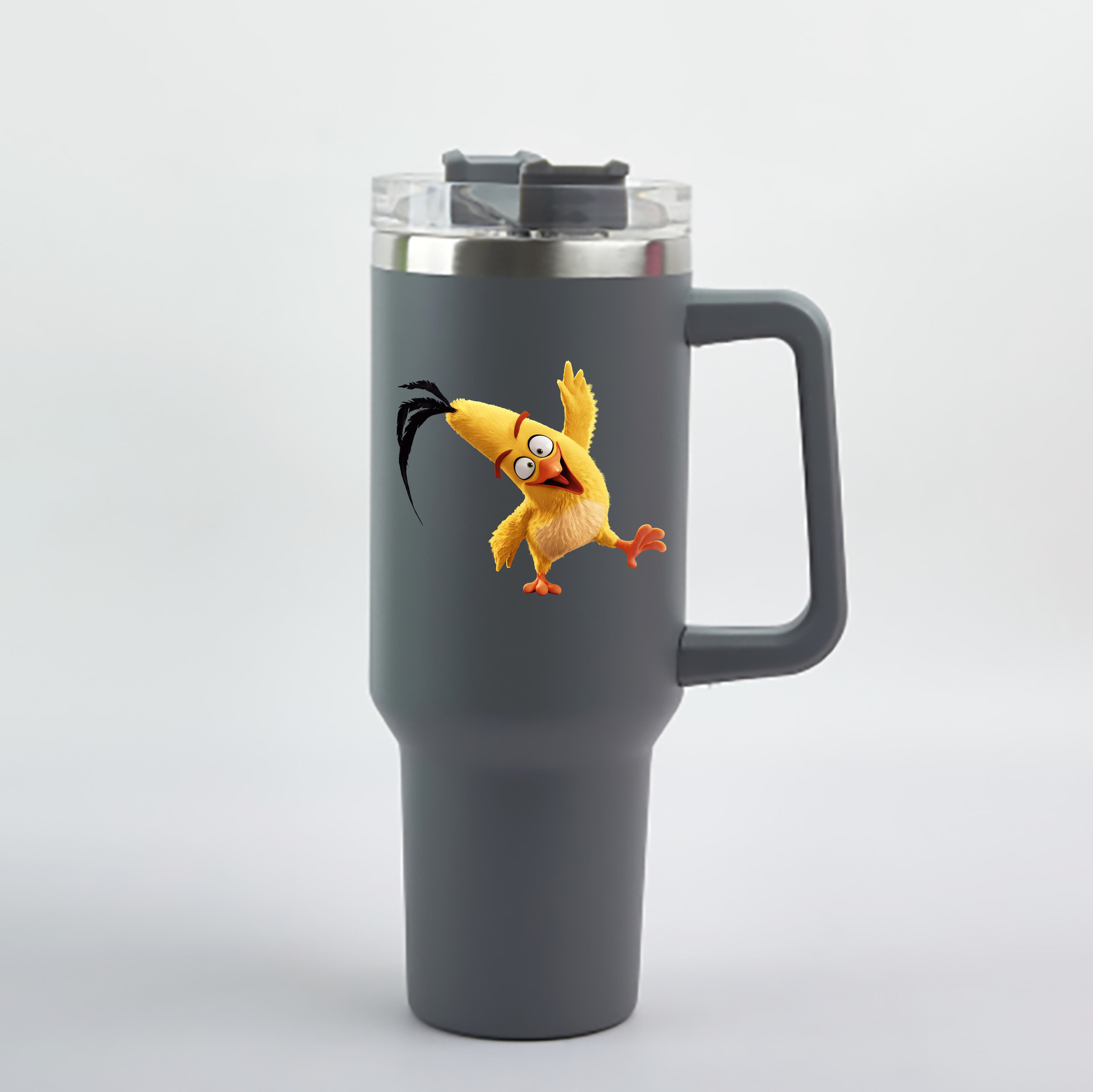 （画像用） Angry Birds アングリーバード 1200mL車用タンブラー - クリスタルステッカー（プラスチックストロー付き）