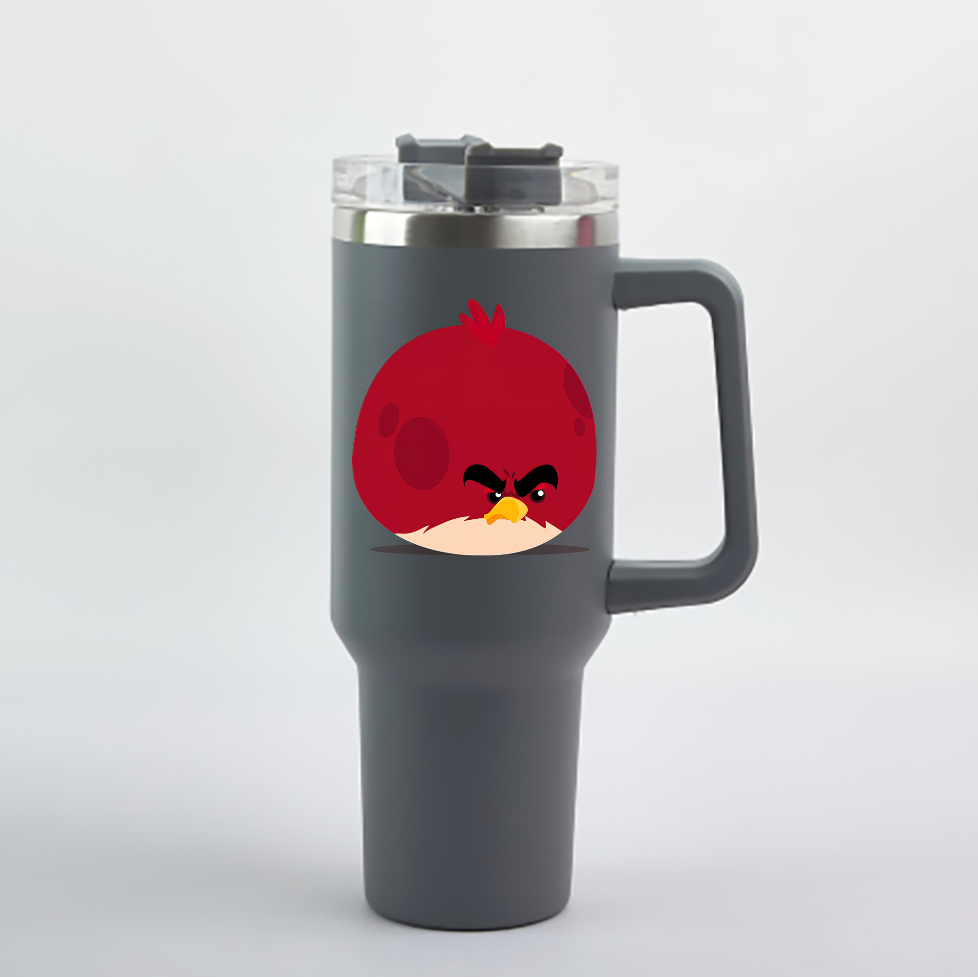 （画像用） Angry Birds アングリーバード 1200mL車用タンブラー - クリスタルステッカー（プラスチックストロー付き）