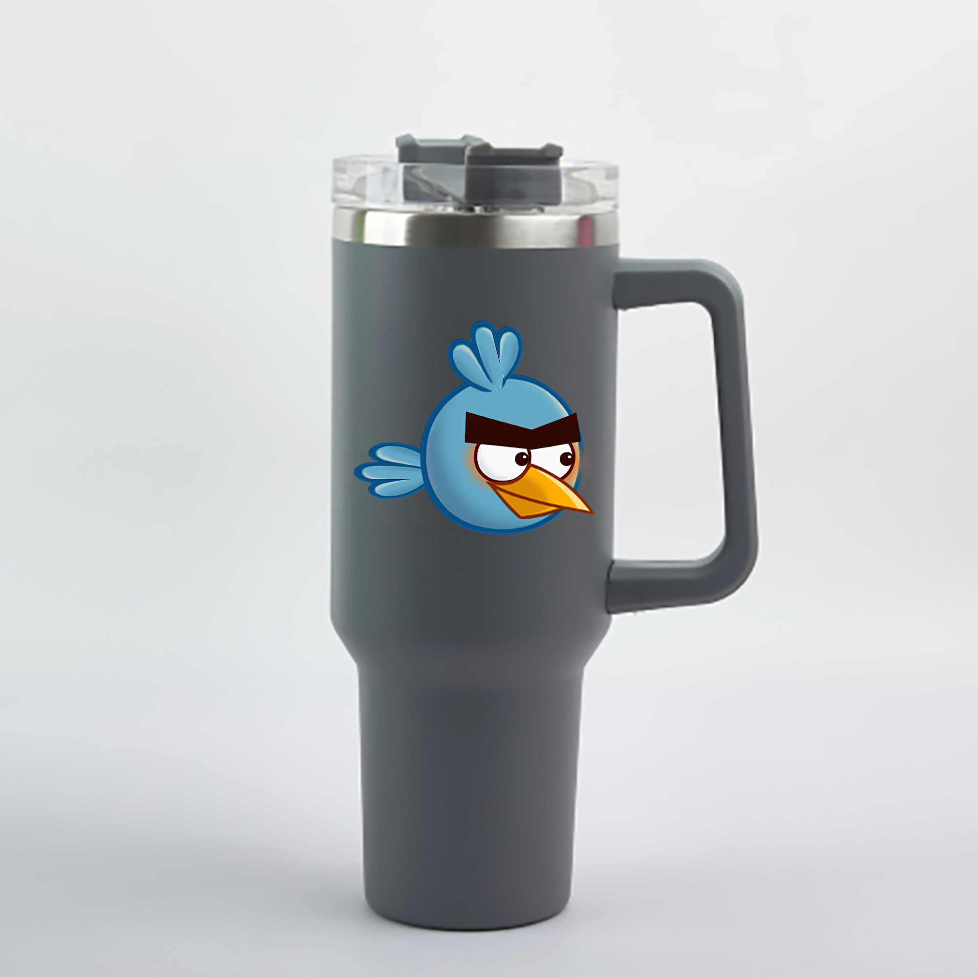 （画像用） Angry Birds アングリーバード 1200mL車用タンブラー - クリスタルステッカー（プラスチックストロー付き）