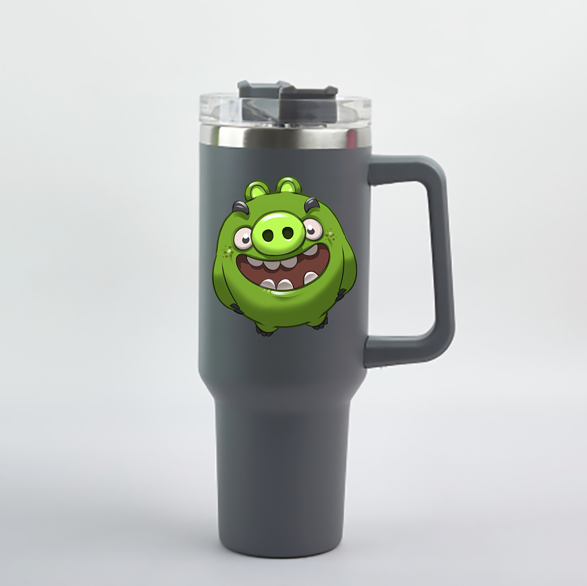 （画像用） Angry Birds アングリーバード 1200mL車用タンブラー - クリスタルステッカー（プラスチックストロー付き）