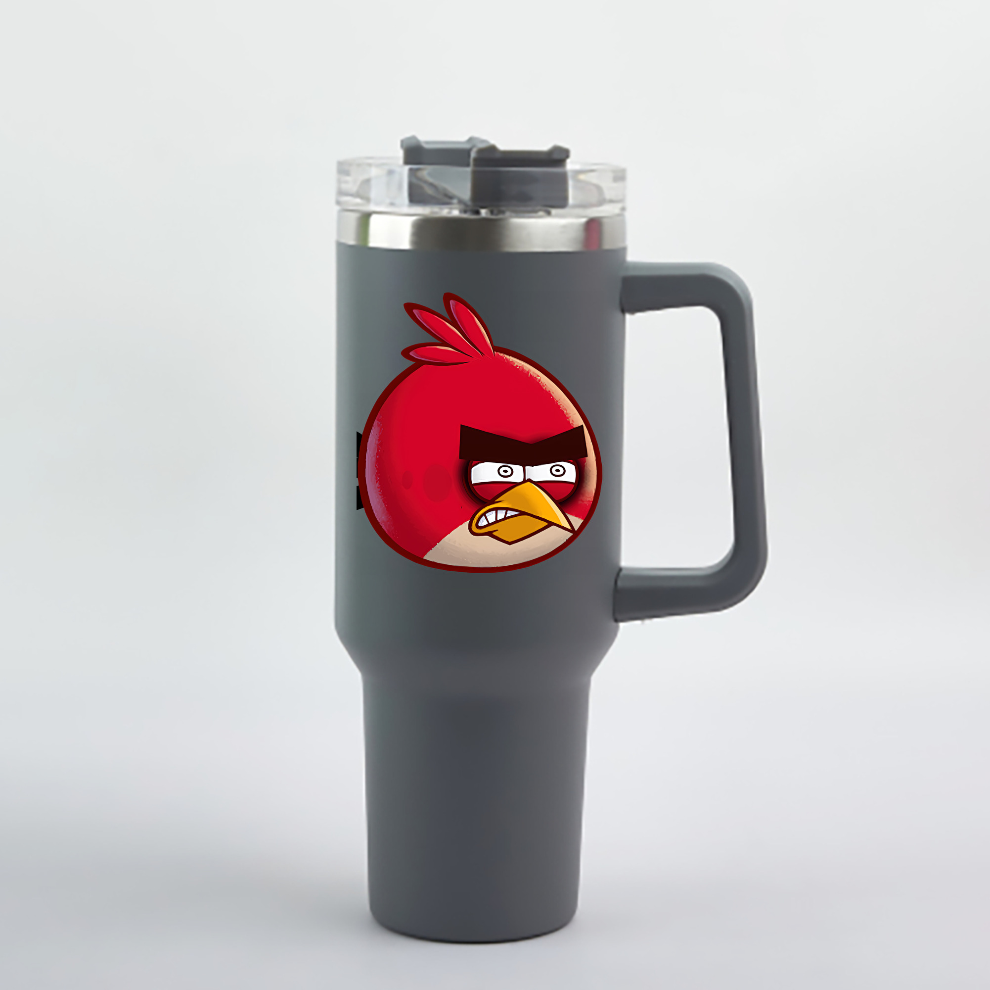 （画像用） Angry Birds アングリーバード 1200mL車用タンブラー - クリスタルステッカー（プラスチックストロー付き）