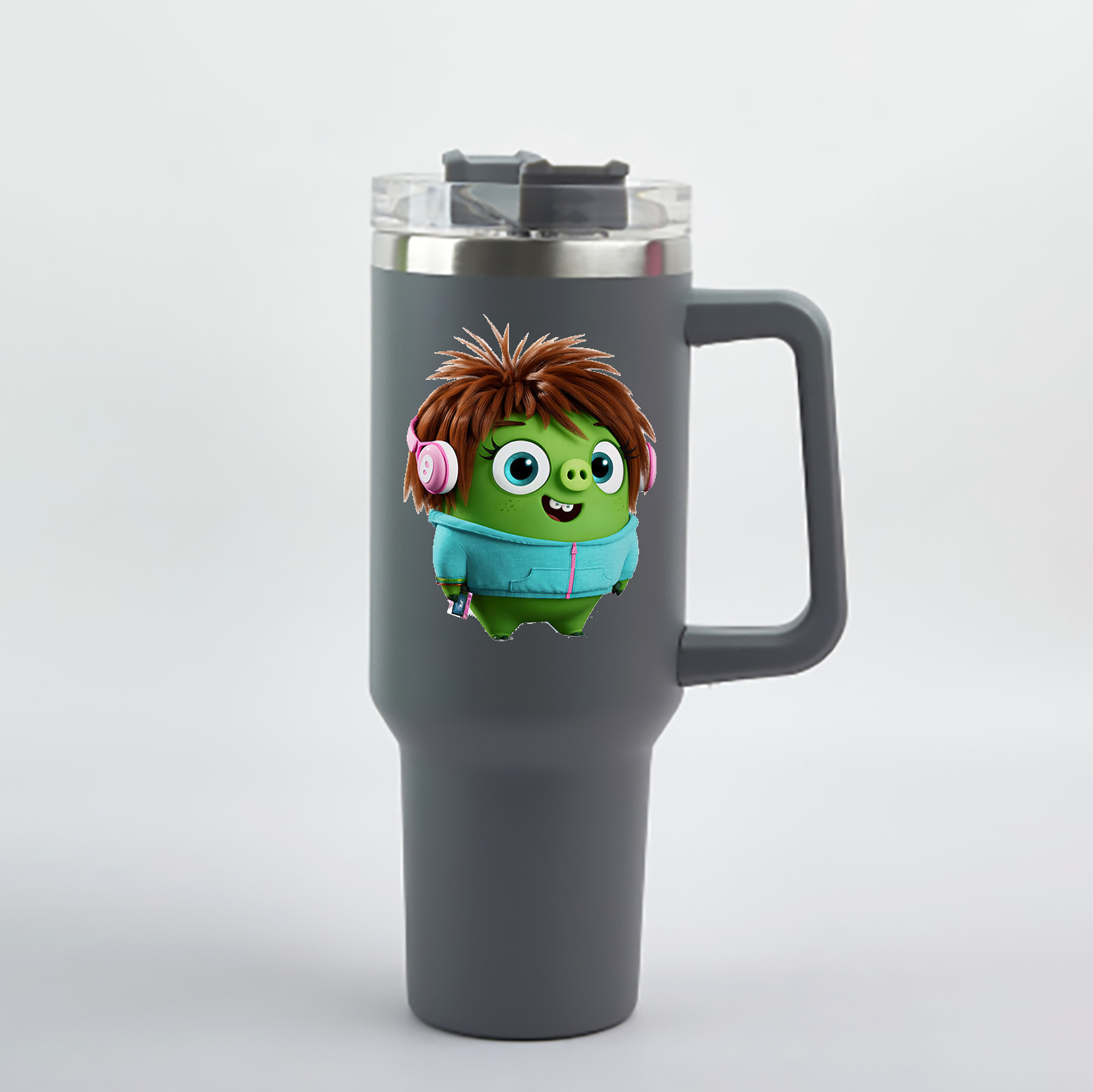（画像用） Angry Birds アングリーバード 1200mL車用タンブラー - クリスタルステッカー（プラスチックストロー付き）