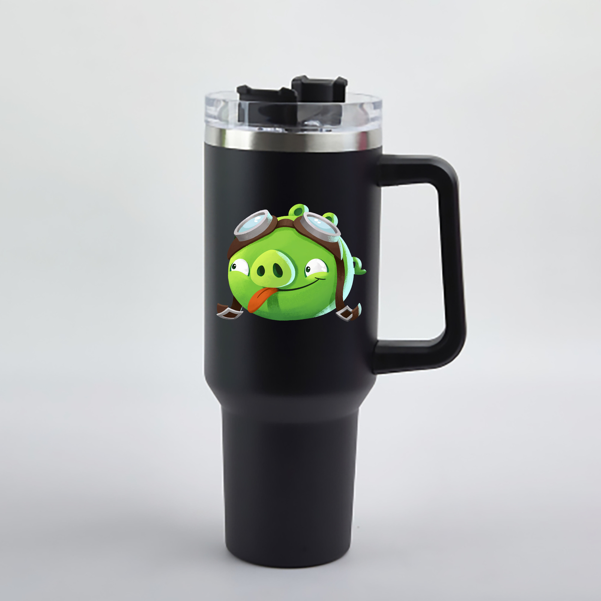 （画像用） Angry Birds アングリーバード 1200mL車用タンブラー - クリスタルステッカー（プラスチックストロー付き）
