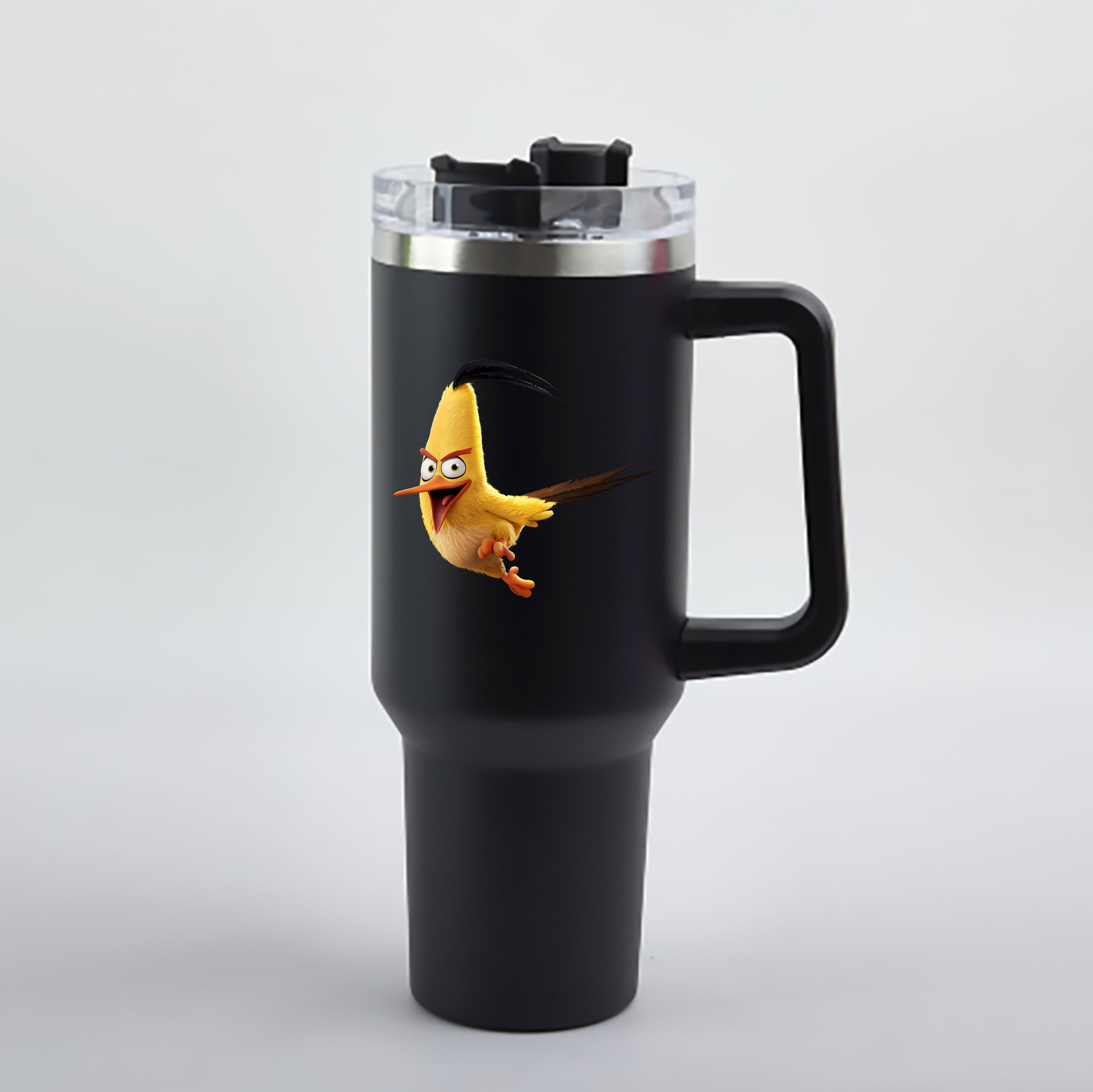 （画像用） Angry Birds アングリーバード 1200mL車用タンブラー - クリスタルステッカー（プラスチックストロー付き）