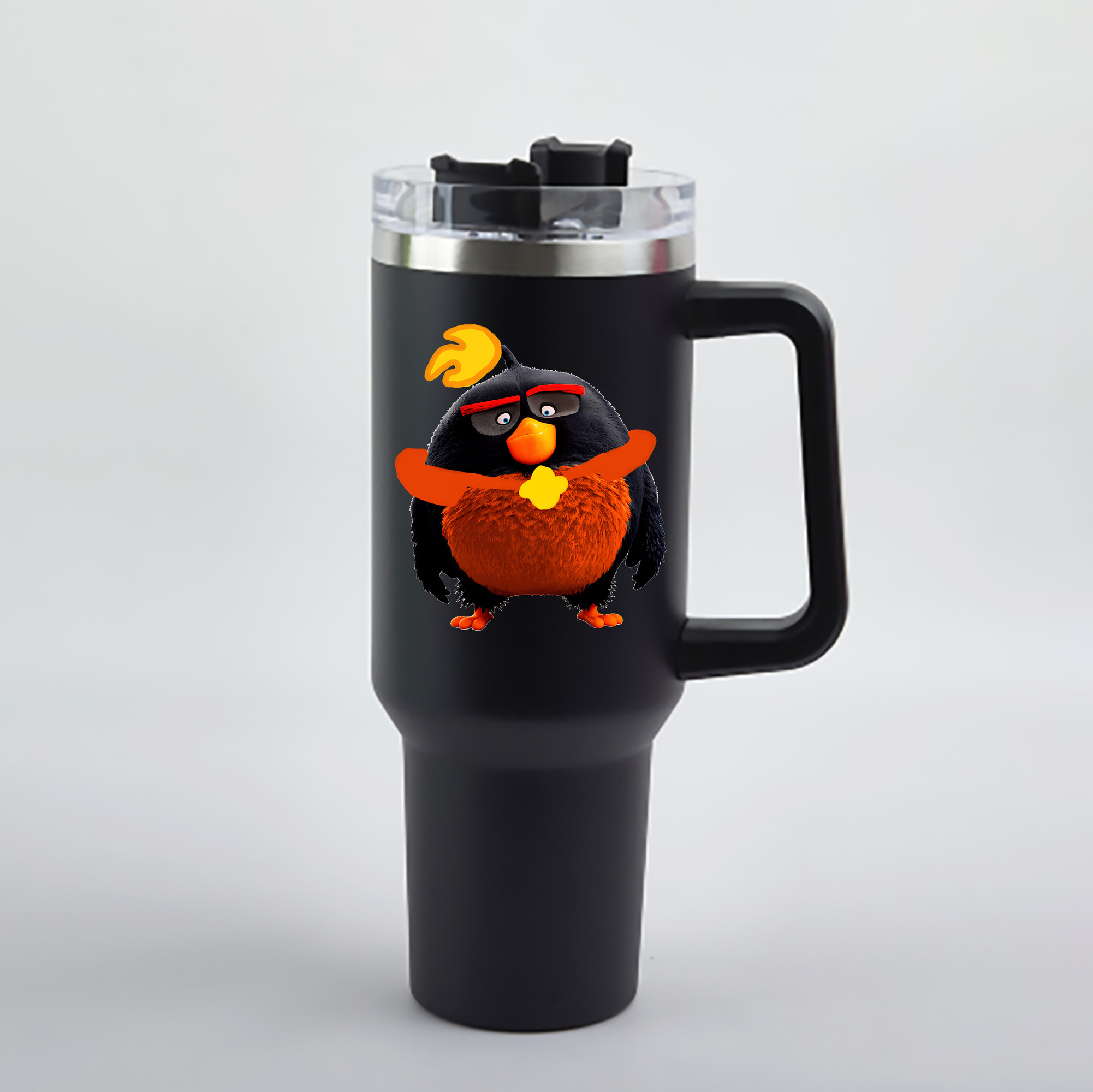 （画像用） Angry Birds アングリーバード 1200mL車用タンブラー - クリスタルステッカー（プラスチックストロー付き）