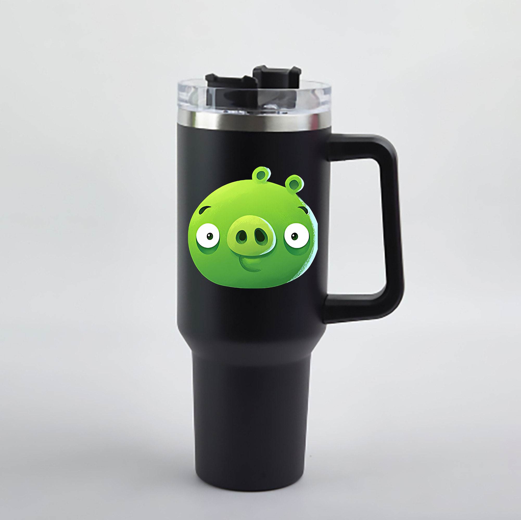 （画像用） Angry Birds アングリーバード 1200mL車用タンブラー - クリスタルステッカー（プラスチックストロー付き）