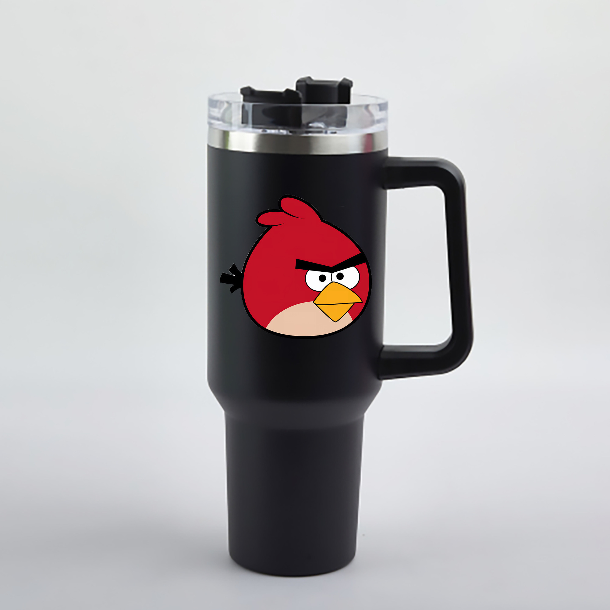 （画像用） Angry Birds アングリーバード 1200mL車用タンブラー - クリスタルステッカー（プラスチックストロー付き）