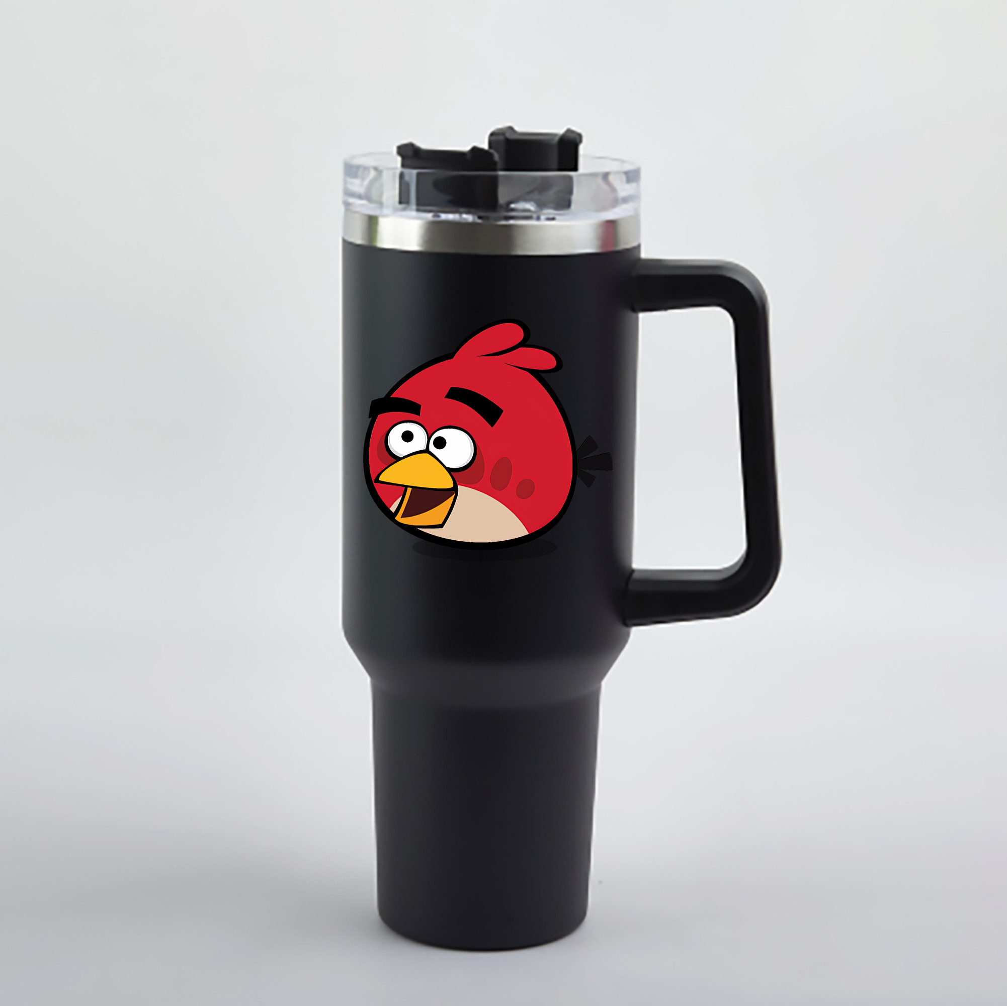 （画像用） Angry Birds アングリーバード 1200mL車用タンブラー - クリスタルステッカー（プラスチックストロー付き）