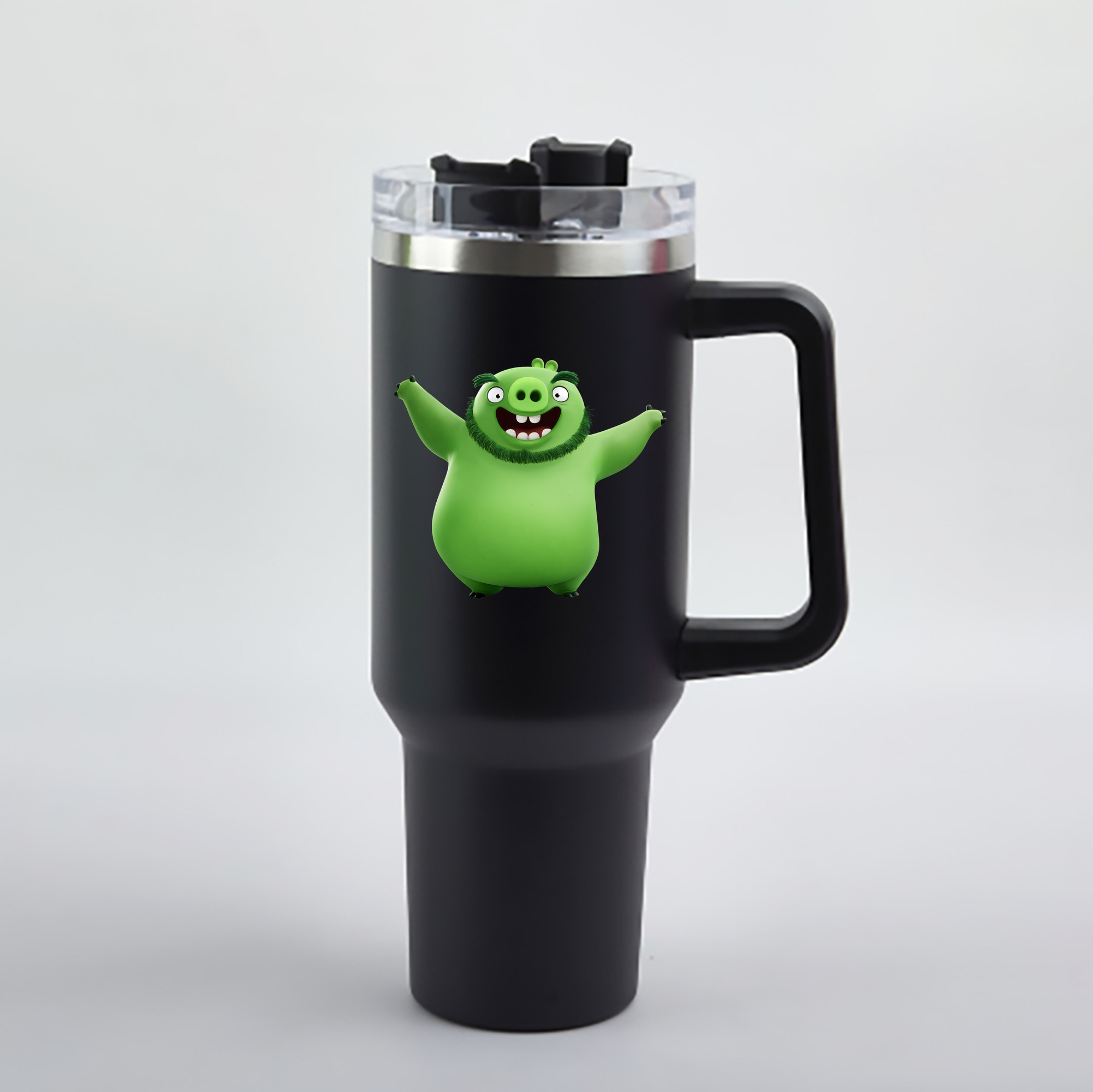 （画像用） Angry Birds アングリーバード 1200mL車用タンブラー - クリスタルステッカー（プラスチックストロー付き）